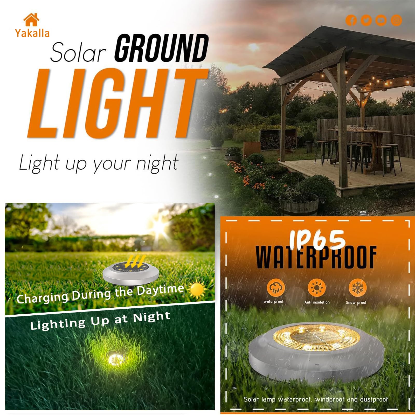 Yakalla Solar Garden Lights, 12 Pack, Blue, ABS Material, Model DD-12PCS-blue for Pathway, Yard, Deck, Lawn, Patio, Walkway, Driveway
