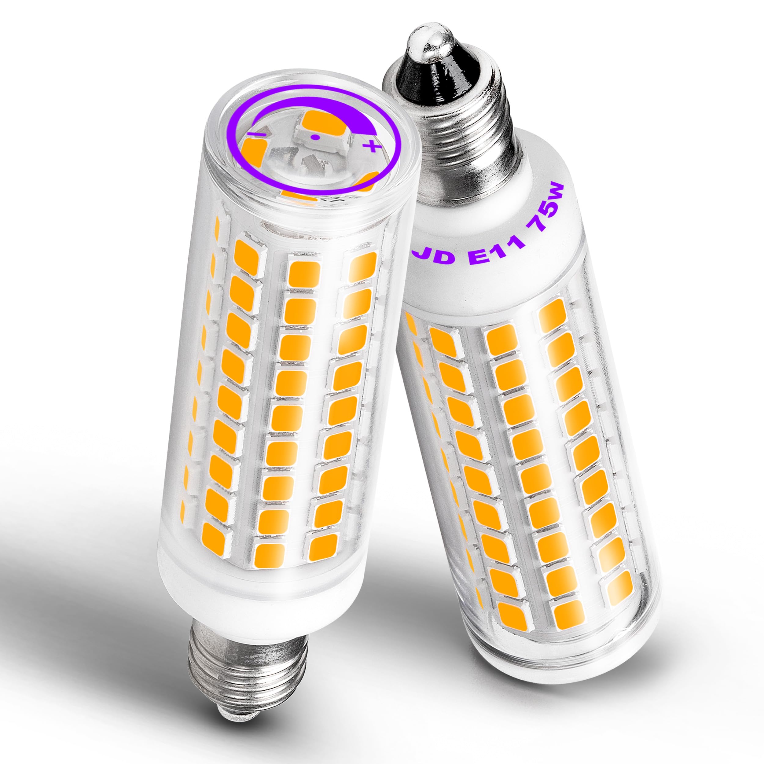 JDE11 Led Bulbs Dimmable  Replace 120V 75W Halogen Candelabra Bulbs T3 T4 Mini Base JD E11 Bulb  2700K Warm White 7W 750 lm E11 Bulb for Chandeliers Candelabra Ceiling Fan Cabinet Lighting 2Pack
