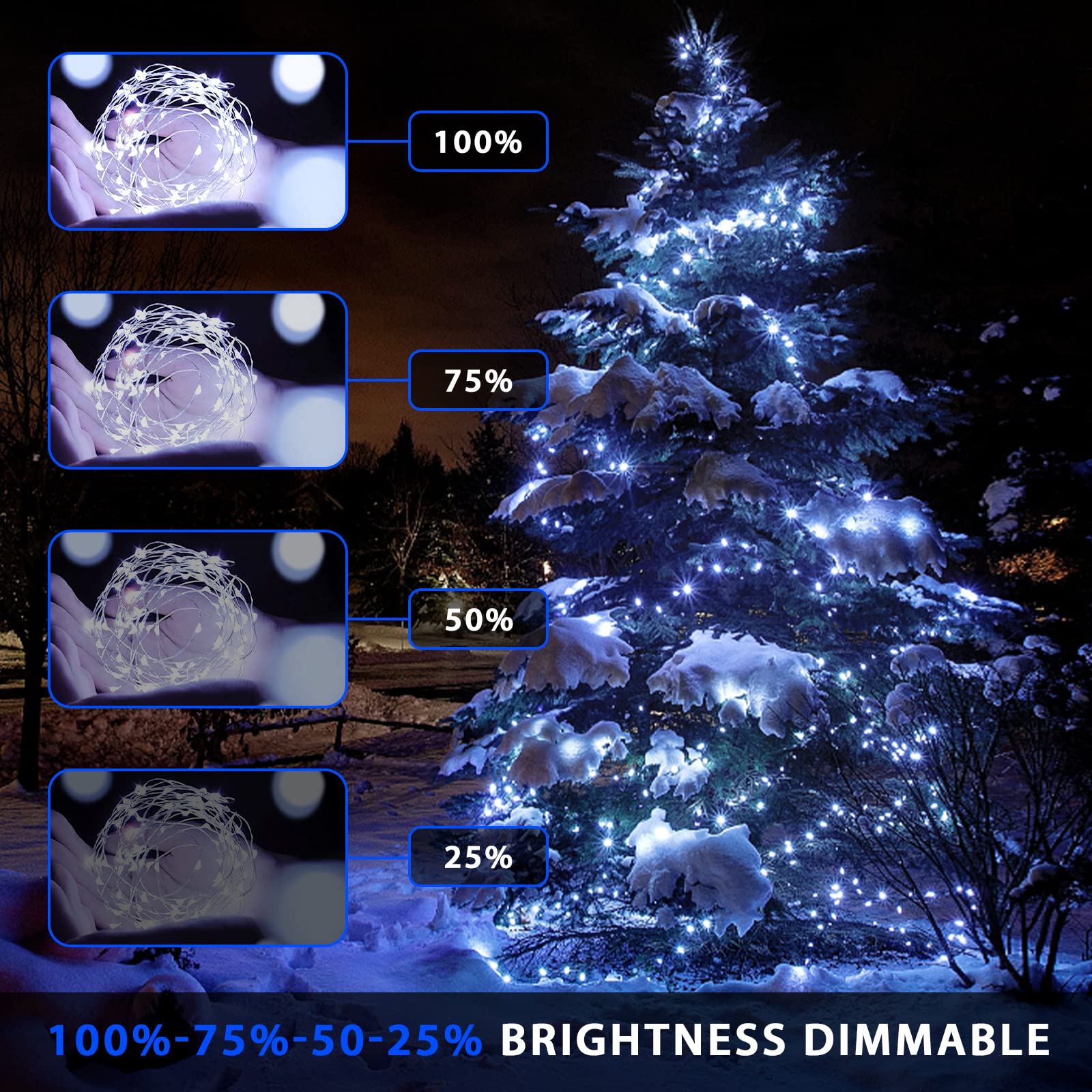 Jmexsuss 2 Pack Solar Fairy Lights Color Changing,White And Multicolor 100 Led 33Ft Solar String Lights Outdoor Waterproof,8 Modes Copper Wire Solar Christmas Lights