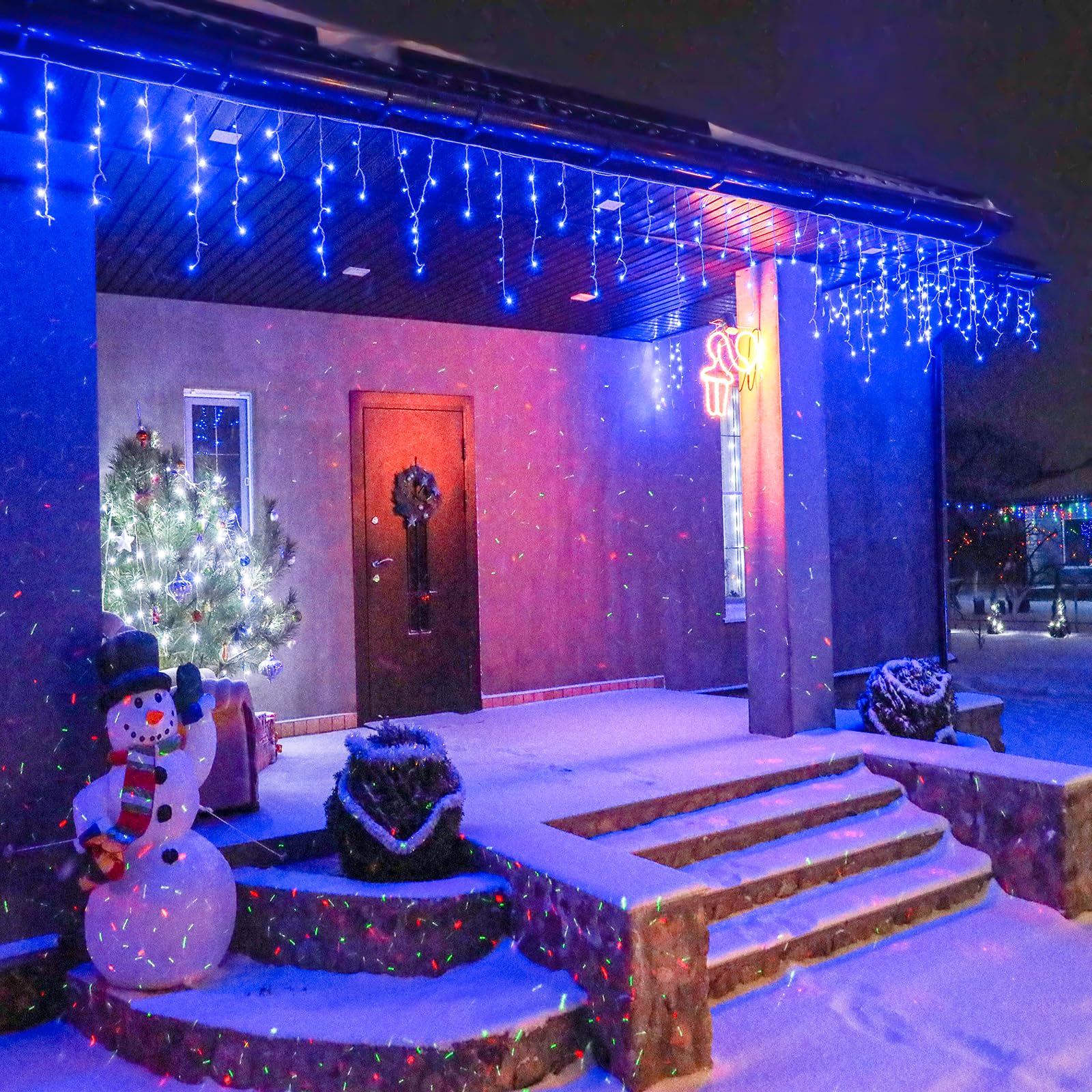 Vivideal Icicle Christmas Lights, 66ft 640 LED, Blue, Waterproof, 8 Modes Timer, Indoor/Outdoor Holiday Decor