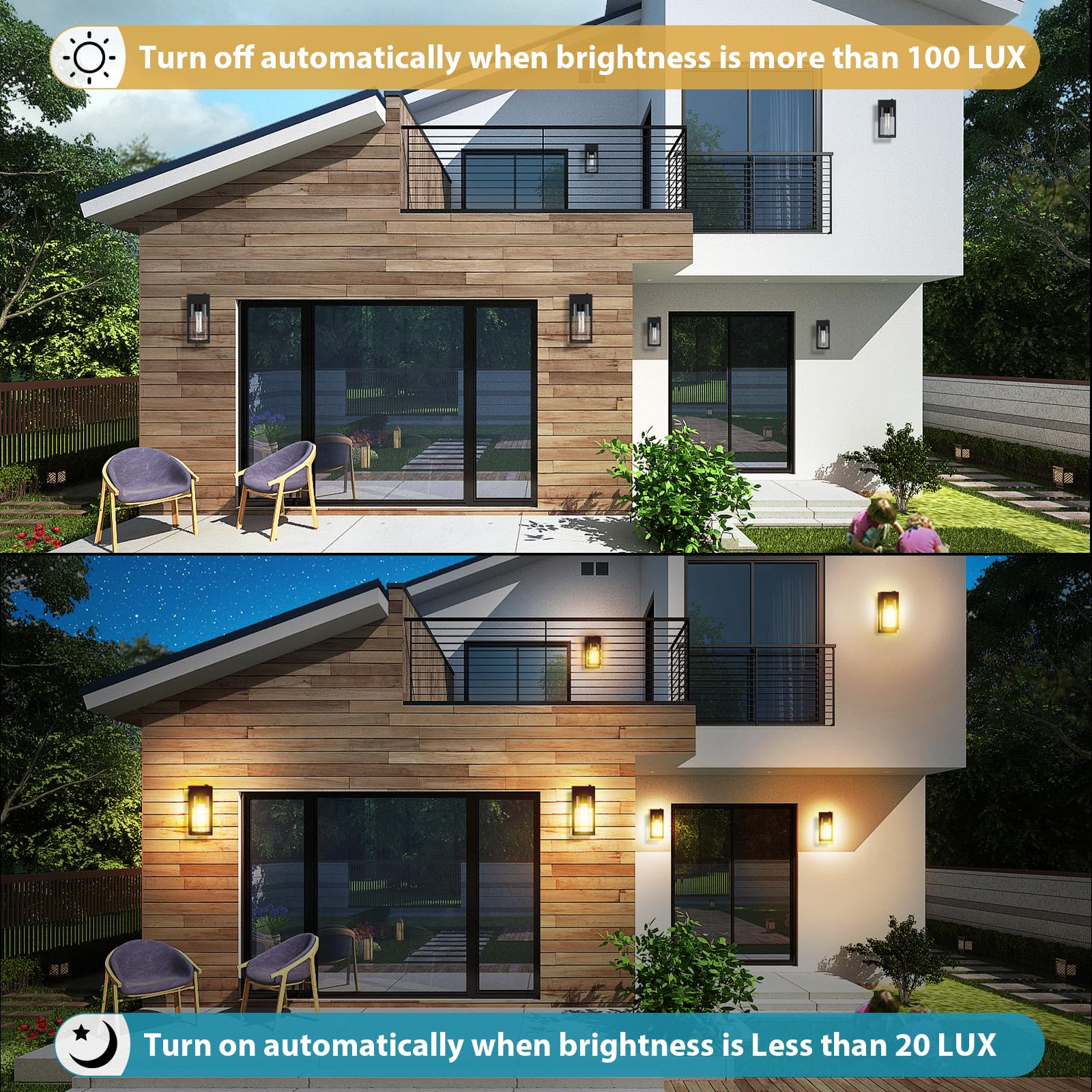 Lwsoy Dusk To Dawn Outdoor Lighting, 2 Pack Porch Lights Outdoor Waterproof, Exterior Lighting Fixtures With Clear Glass E26 Base, Wall Sconce Light For House Porch Patio Front Door Garage