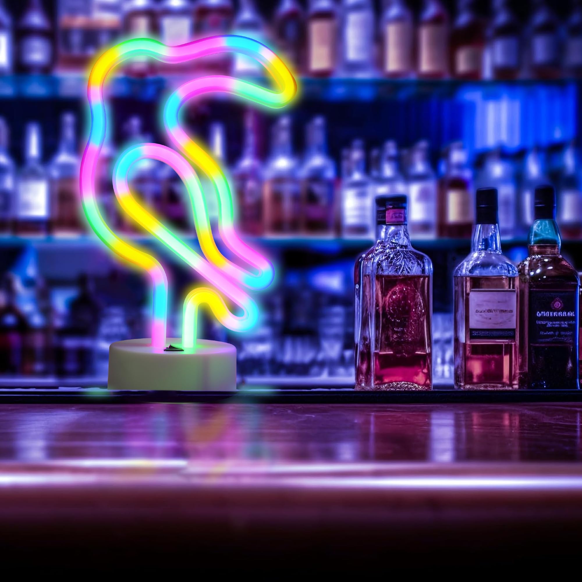 Decorative Led Toucan Shaped Neon Sign Enuoli Neon Night Light With Four Color Lights Batter&Usb Powered Table Led Lights For Ho