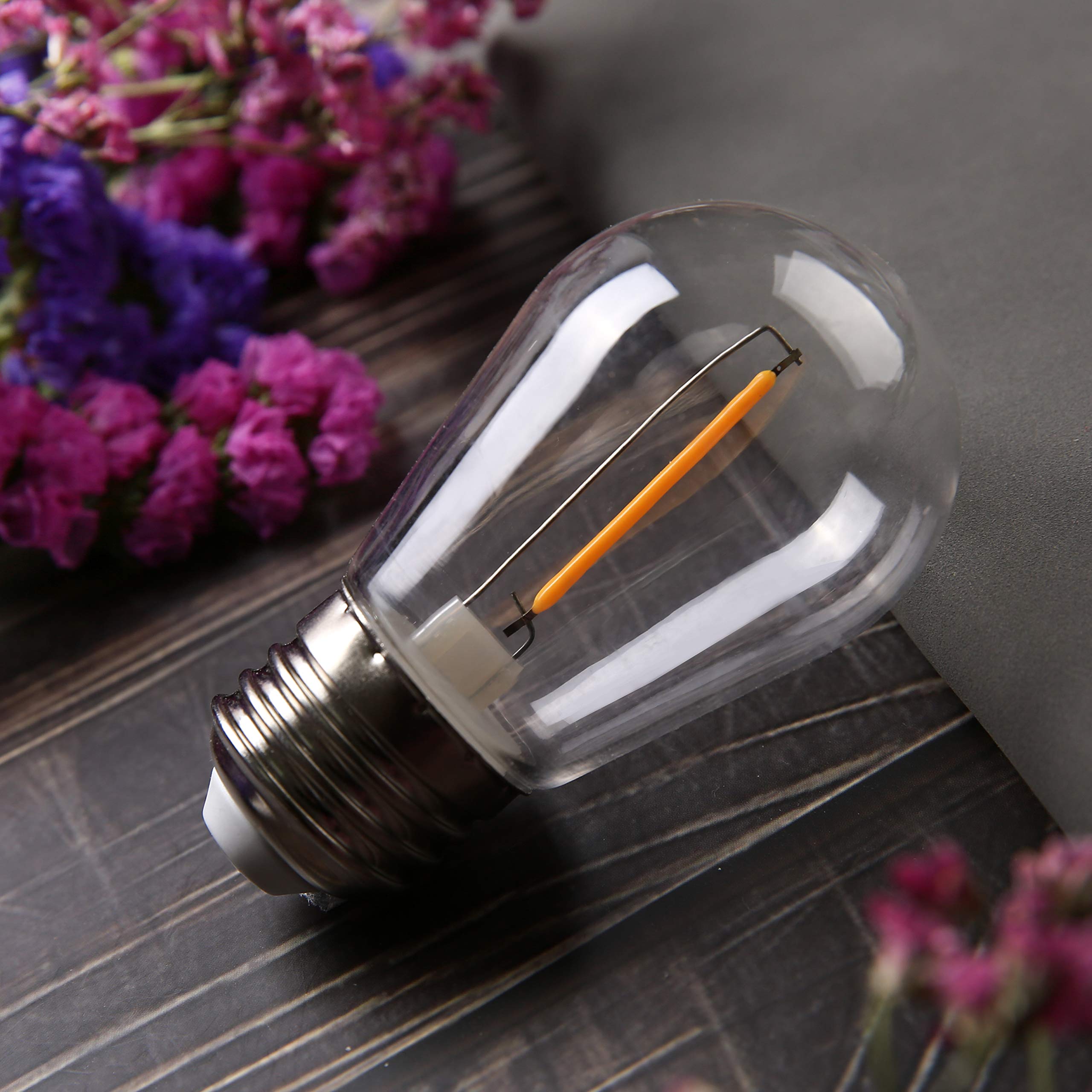 Kgc 30 Pack Shatterproof & Waterproof S14 Replacement Led Light Bulbs -1W Equivalent To 10W, White Warm 2200K Outdoor String Lig