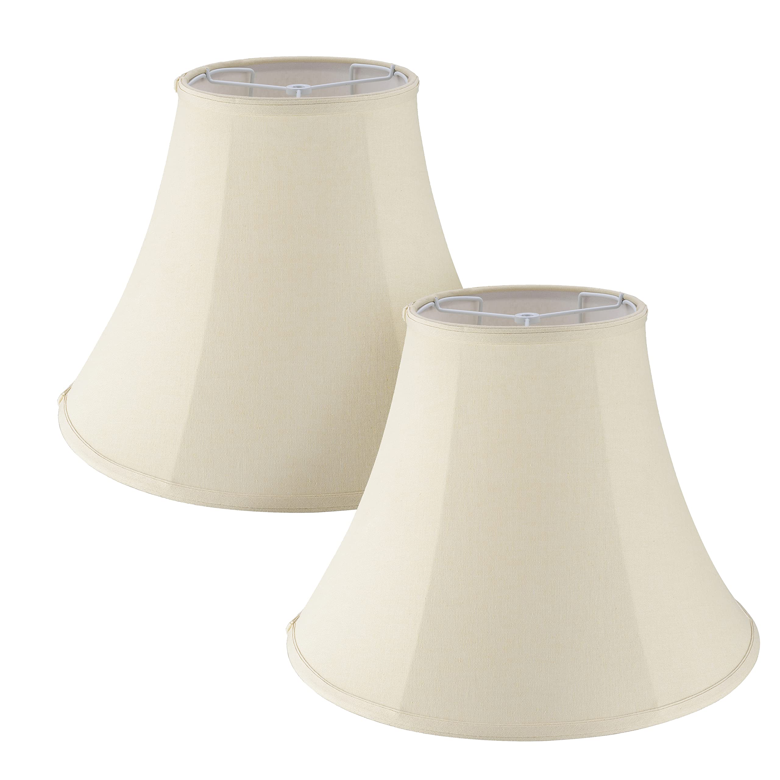 Aspen Creative 38004-2, Bell Collapsible Spider Lamp Shade, Beige, 8&quot; Top x 17&quot; Bottom x 13&quot; Slant Height, Set of 2