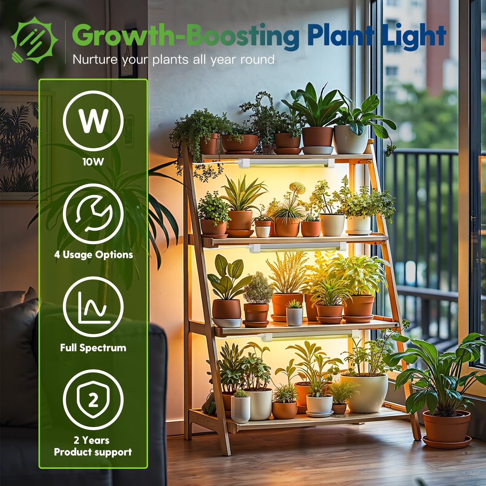 Freelicht T8 Grow Lights For Indoor Plants, 1Ft Full Spectrum Plant Lights, 20W(2 X 10W), 4 Installation Methods, Linkable Led G