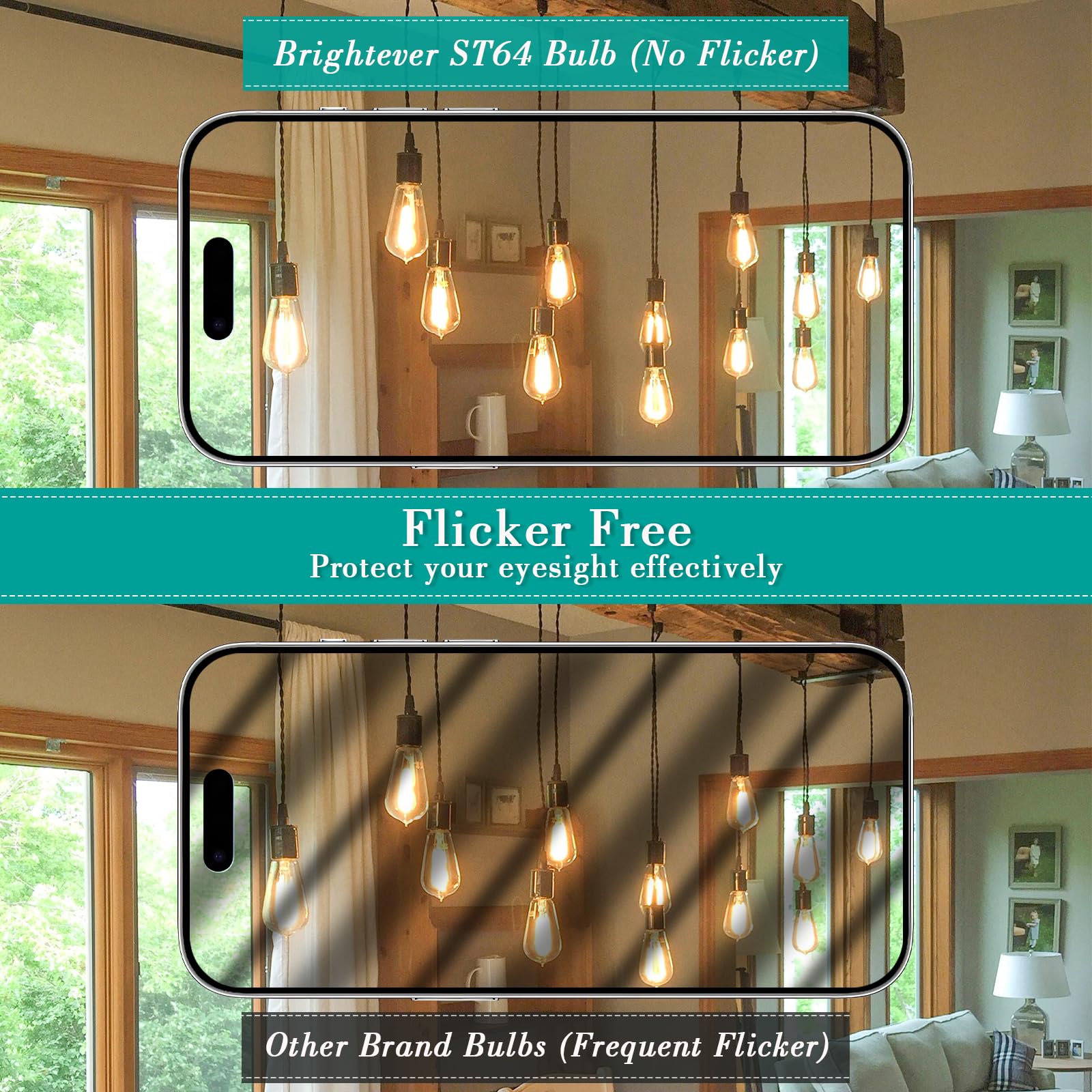 Brightever 4-Pack ST64 LED Edison Light Bulbs 100W Equivalent 1400LM, 2700K Warm White, Clear Glass, Non-Dimmable