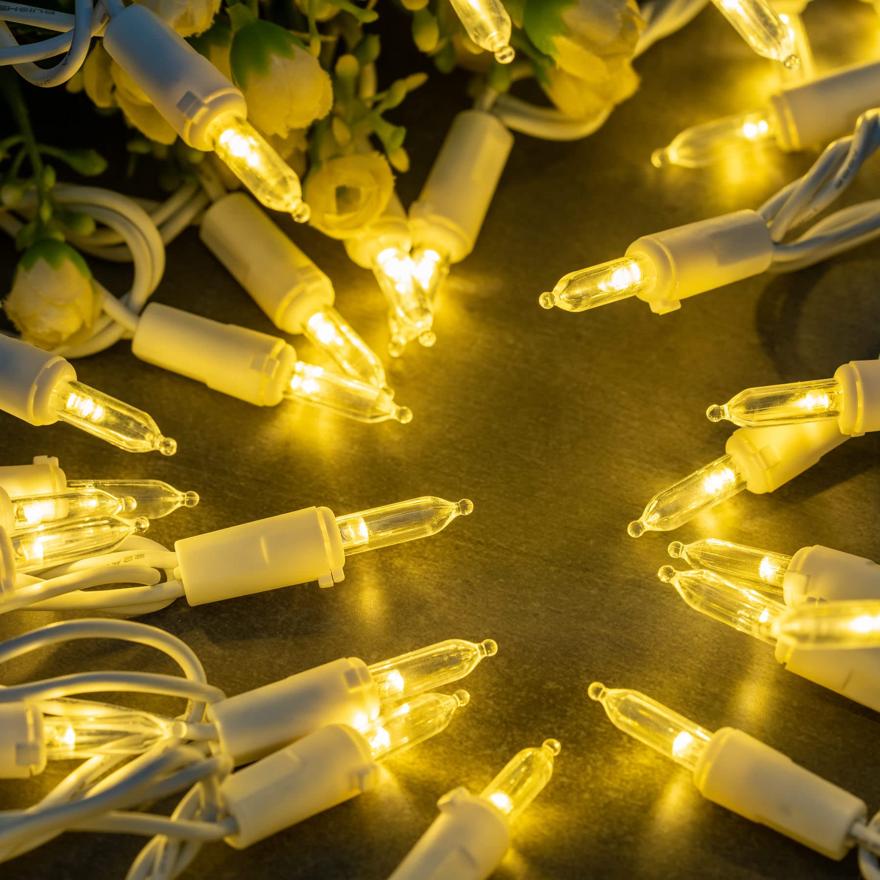 Yuletime 200 Count Warm White Led Christmas Lights, 66 Feet White Wire Ul Certified Commercial Grade Holiday String Light Set (Warm White)