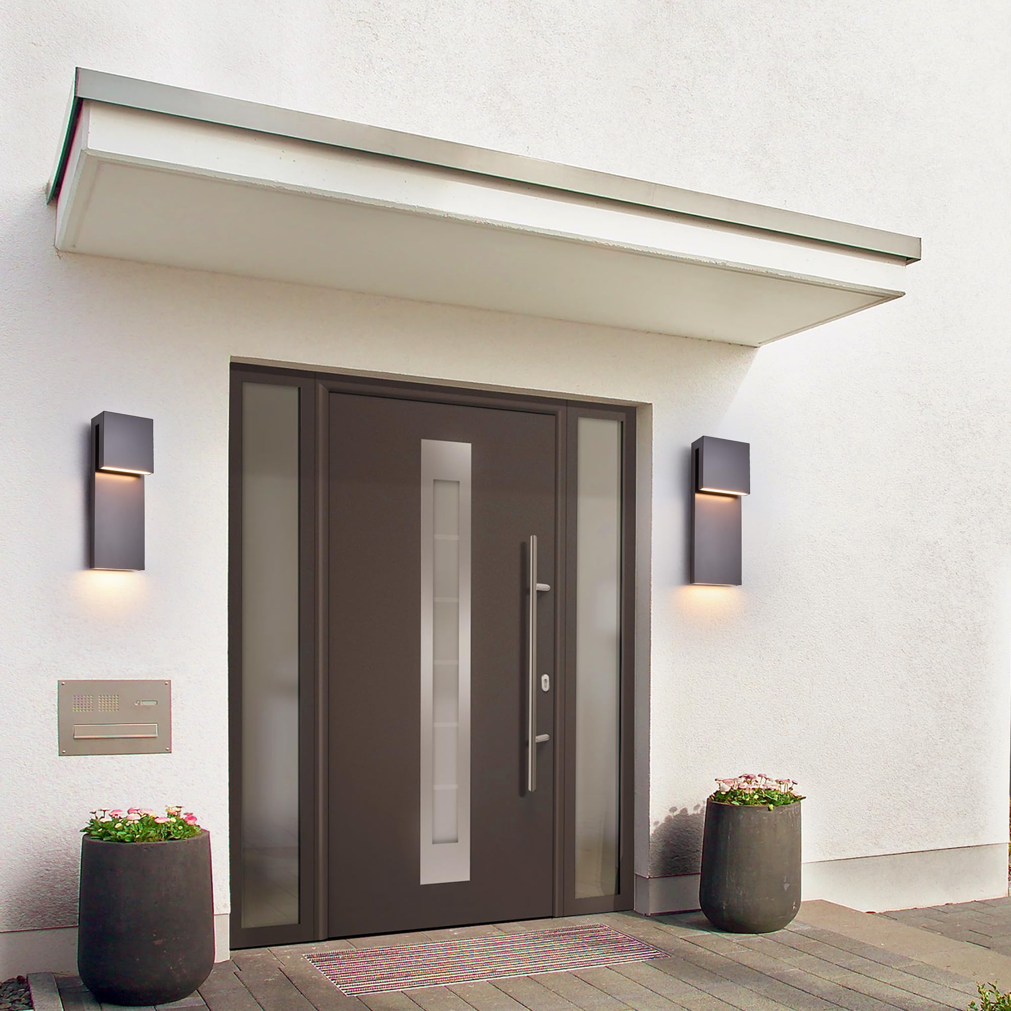 Tarentlight Outdoor Wall Lights, Modern LED Sconce 3000K, 2 Pack Bronze, Metal Fixtures for Front Door, Porch, Garage, Patio