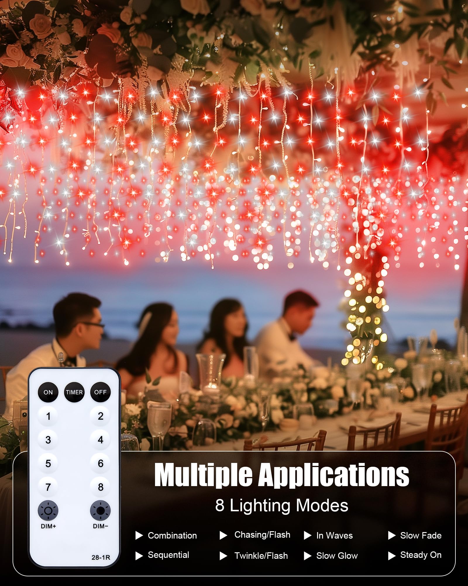 Brightown Icicle Lights Outdoor  40 Ft 432 Led Icicle Christmas Lights With 81 Drops  8 Modes  Icicle String Lights With Remote Timer  Waterproof Christmas Lights For Outdoor Tree Decor  Red And White