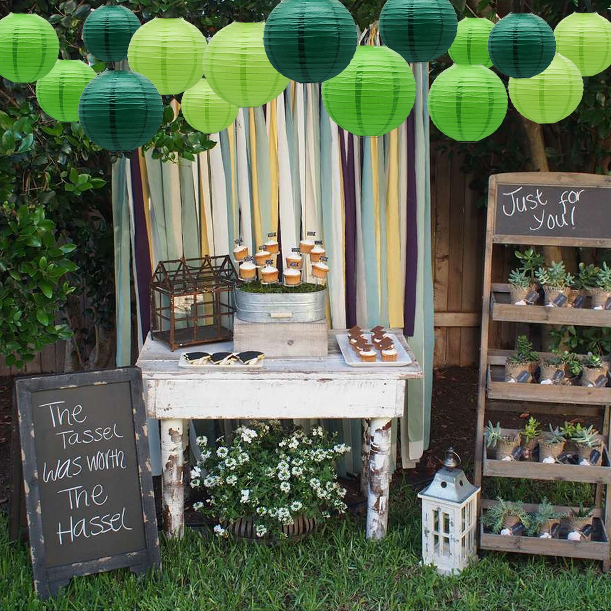 Meiduo Green Paper Lanterns - 15Pcs Hanging Decorations For Football Theme Party Supplies