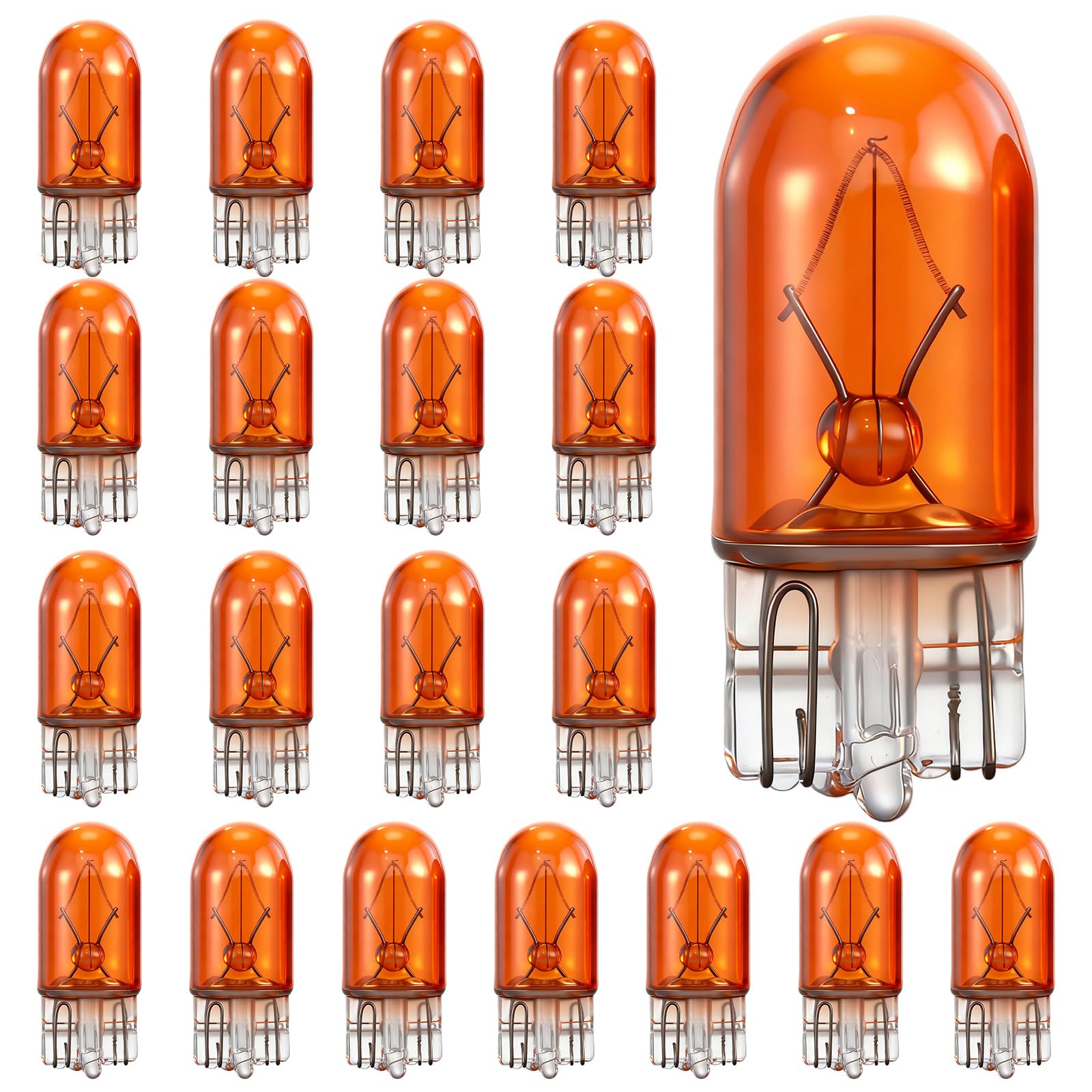 Honoson 20 Pieces 1/4 Wedge Base 12V 5W Bulb Clear Krypton Light Bulb for Landscape, RV and Cabinet Lighting(Amber Light)