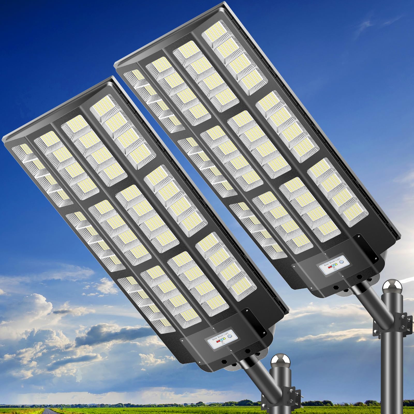 JOYEYE 9000W Solar Street Lights Outdoor: Commercial Solar Parking Lot Lights with Motion Sensor and Remote Control, IP66 Waterp