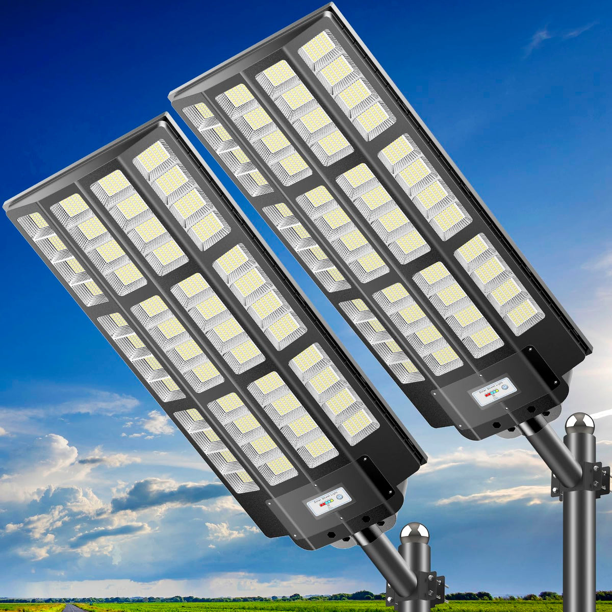 JOYEYE 9000W Solar Street Lights Outdoor: Commercial Solar Parking Lot Lights with Motion Sensor and Remote Control, IP66 Waterp