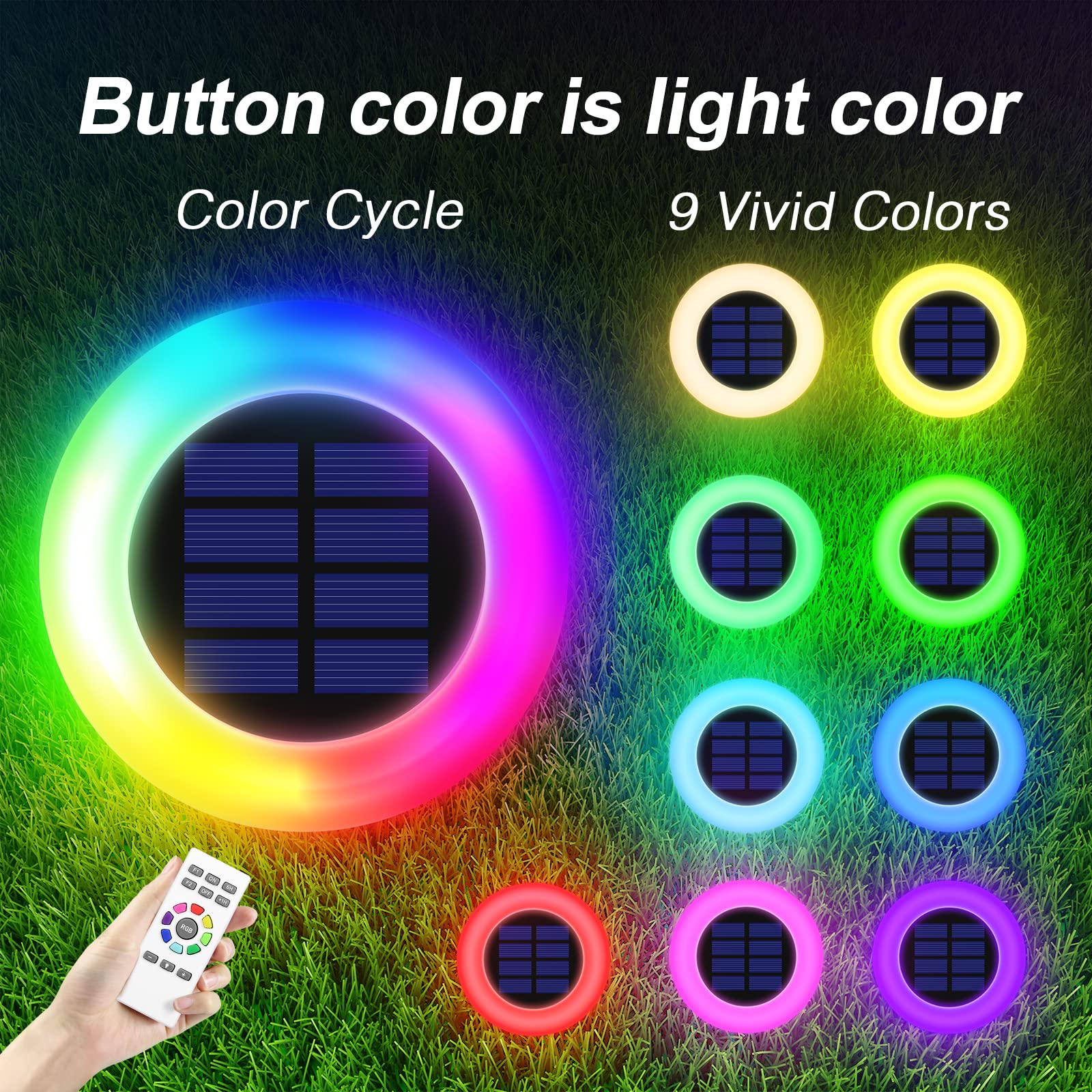 Solar Lights Outdoor Color Changing, Colorful Solar Garden Lights For Outside, Multicolored Solar Pathway Lights Auto On/Off Waterproof, Solar Yard Lights For Garden/Lawn/Walkway/Driveway(2 Pack)