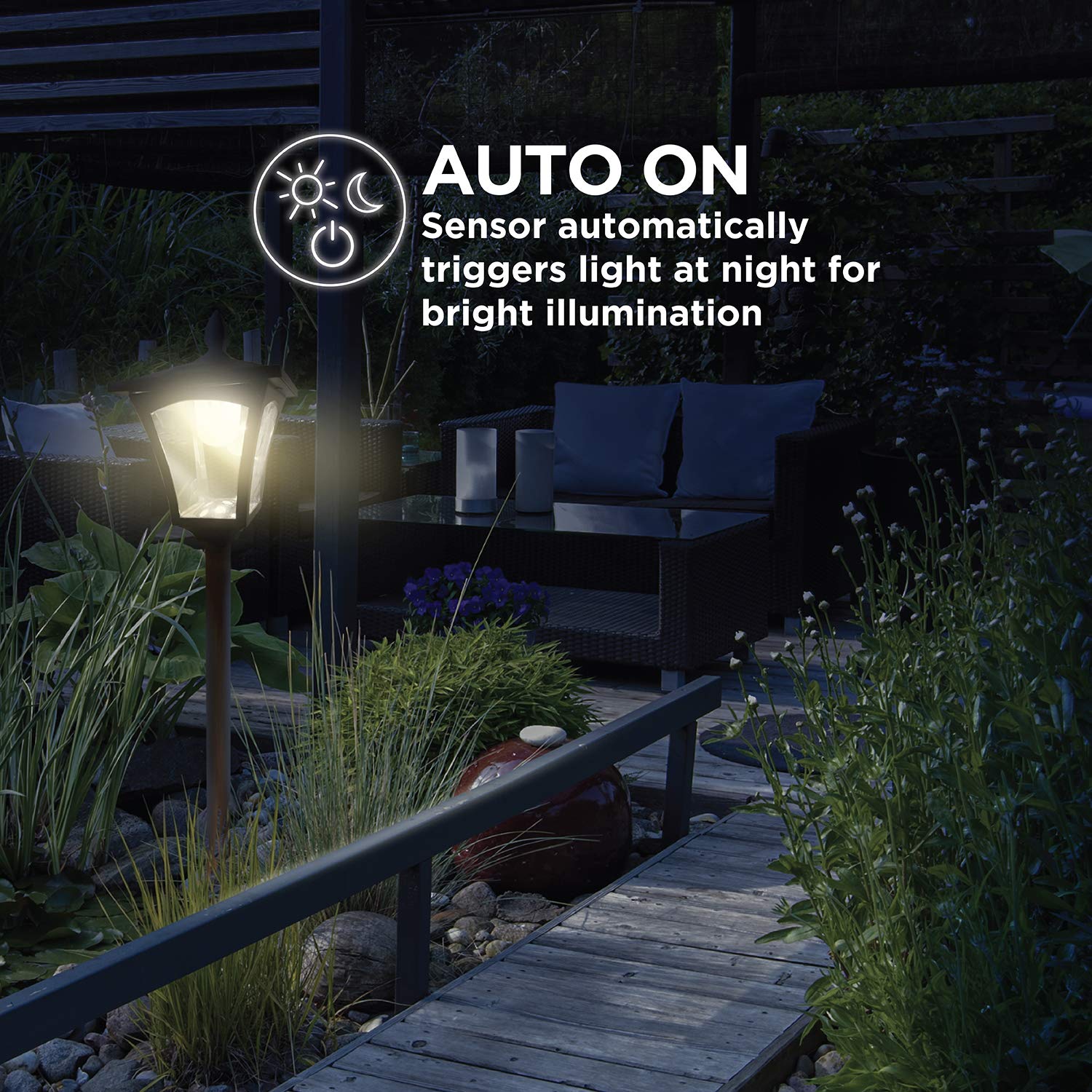 Home Zone Solar Lamp Post Light - 65'' Tall Decorative Outdoor Solar Garden Lamp Post Lights (1 Set)