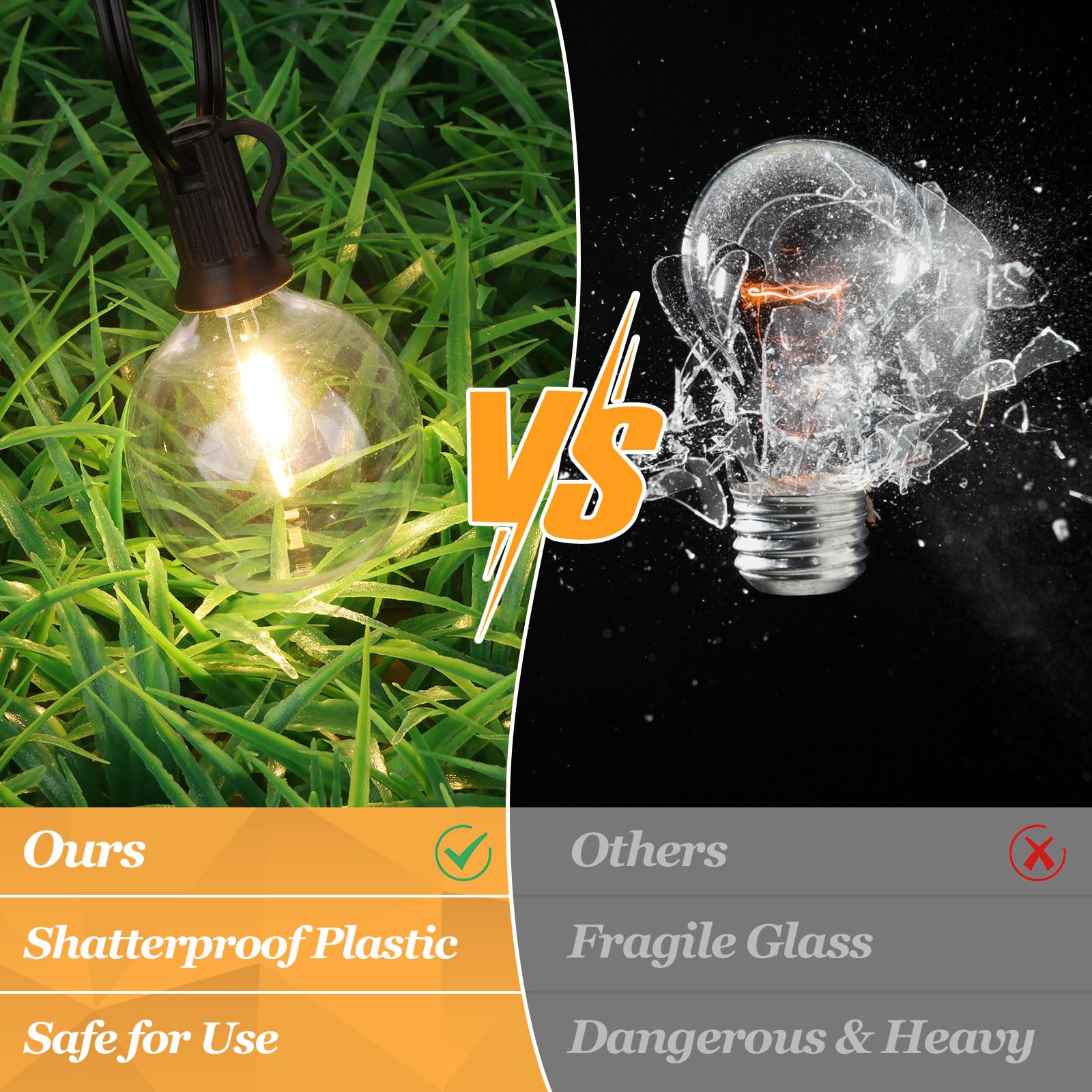 100Ft Outdoor G50 Led Globe String Lights Dimmable Waterproof Shatterproof Light Strings With 52 Bulbs Connectable Commercial Hanging Lights For Christmas Patio House Backyard Balcony Party