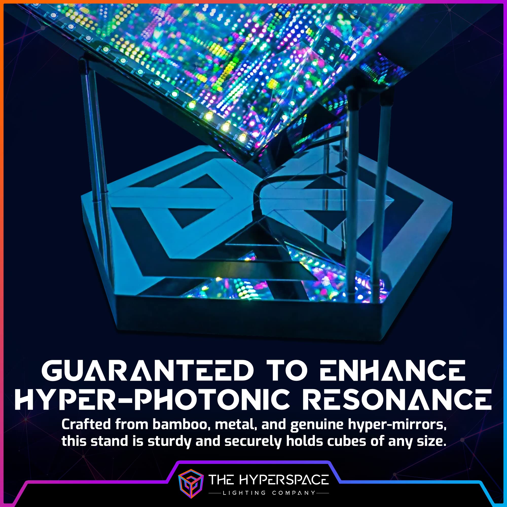 The Hyperspace Lighting Company HyperStand - 12.5-Inch Display Stand, Solid Bamboo Base, Stainless Steel Rods, Black, Model HS