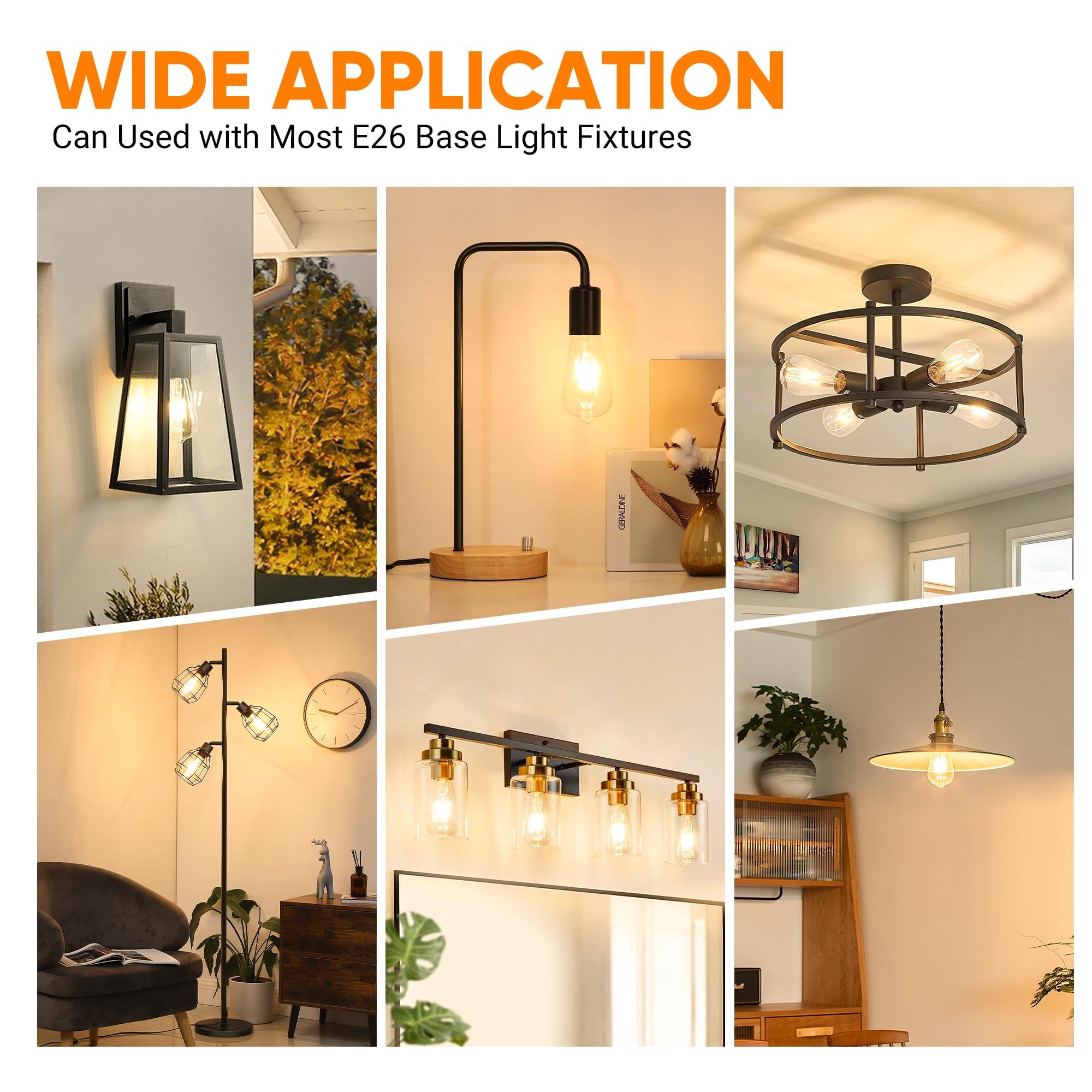 Wihtu Led Light Bulbs, Bright Vintage 6W Led Edison Bulbs, St58 2700K Warm Light With Cri 85+, E26 Standard Base, 900Lum, Non-Di