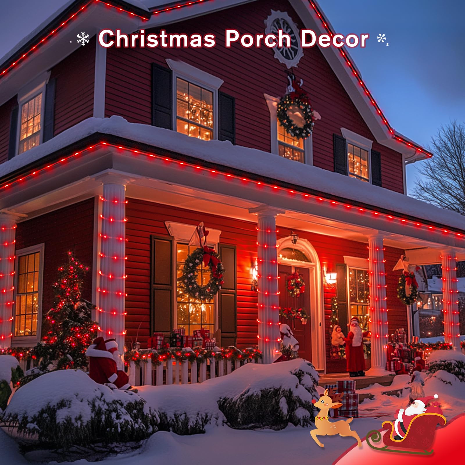 Jmexsuss 200 Led Red Rope Lights For Valentines, Red Christmas Lights Indoor Outdoor Waterproof, 66 Ft Valentines String Lights Plug In For Bedroom Christmas Tree Porch Garden Decoration