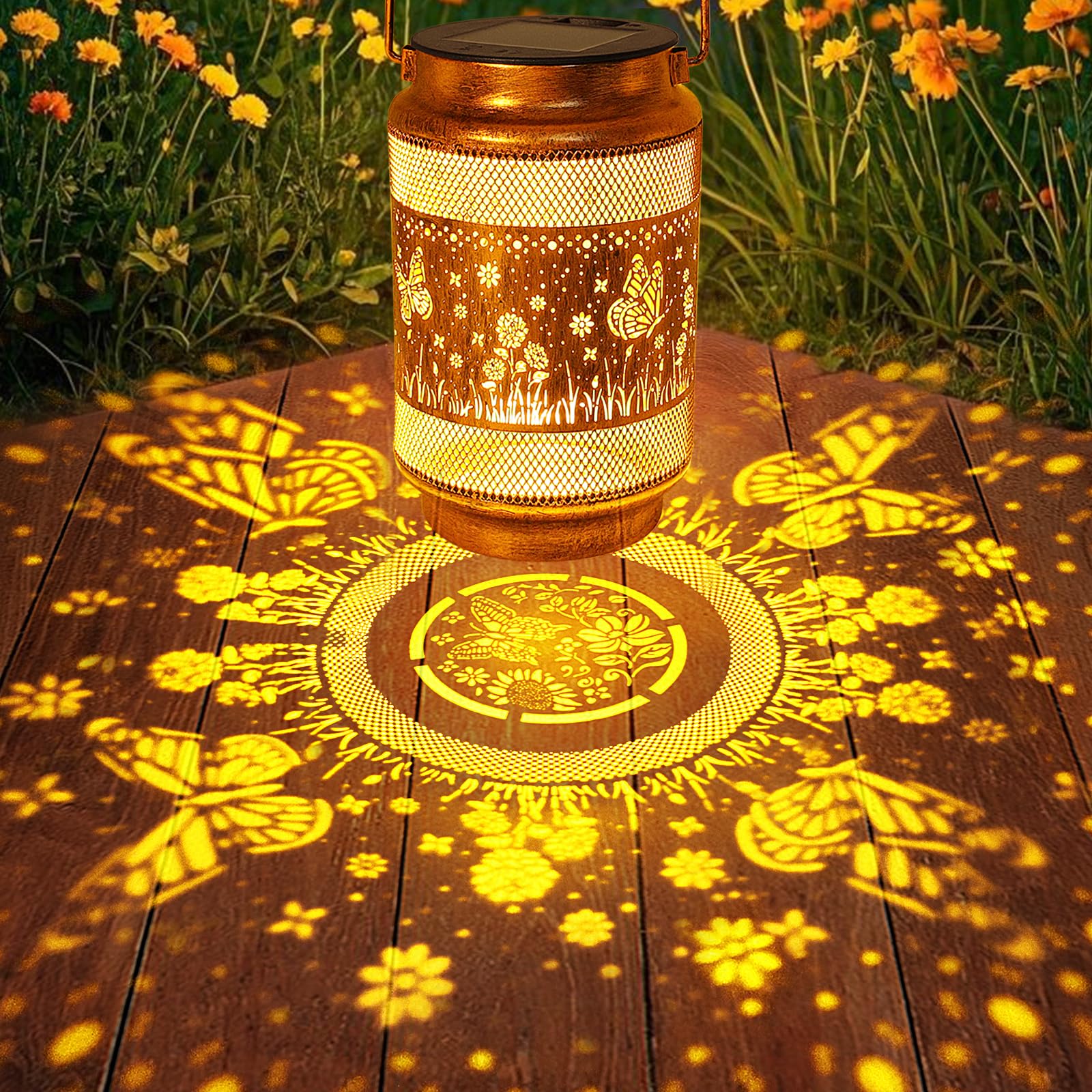 Butterfly Solar Lanterns Outdoor Waterproof With Shepherd Hook, Birthday Gifts For Women Mom Grandma, Metal Solar Hanging Lights