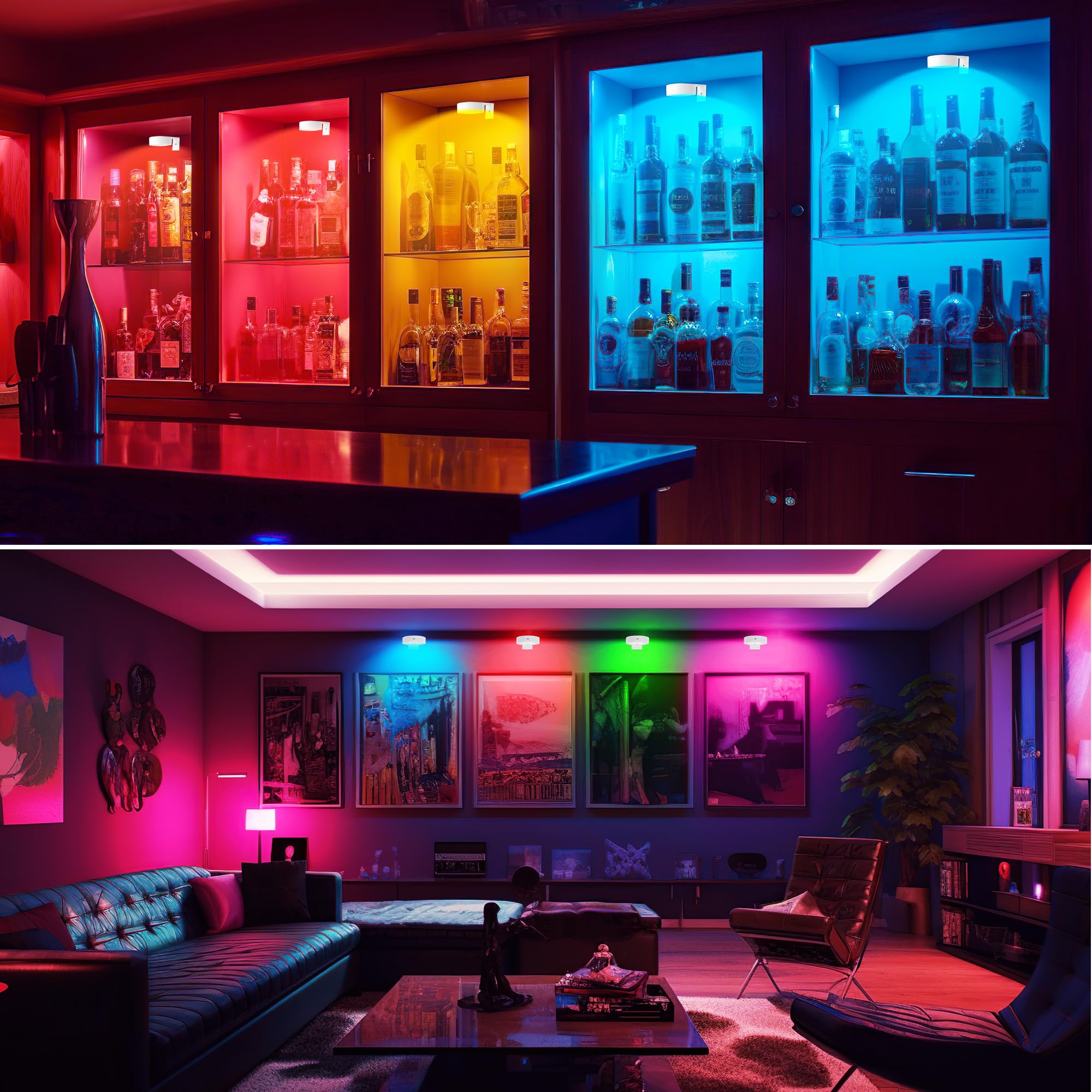 3Pcs Picture Light Battery Operated, 13 Rgb Color Magnetic Led Art Display Light For Picture Frame Artworking, Wireless Painting