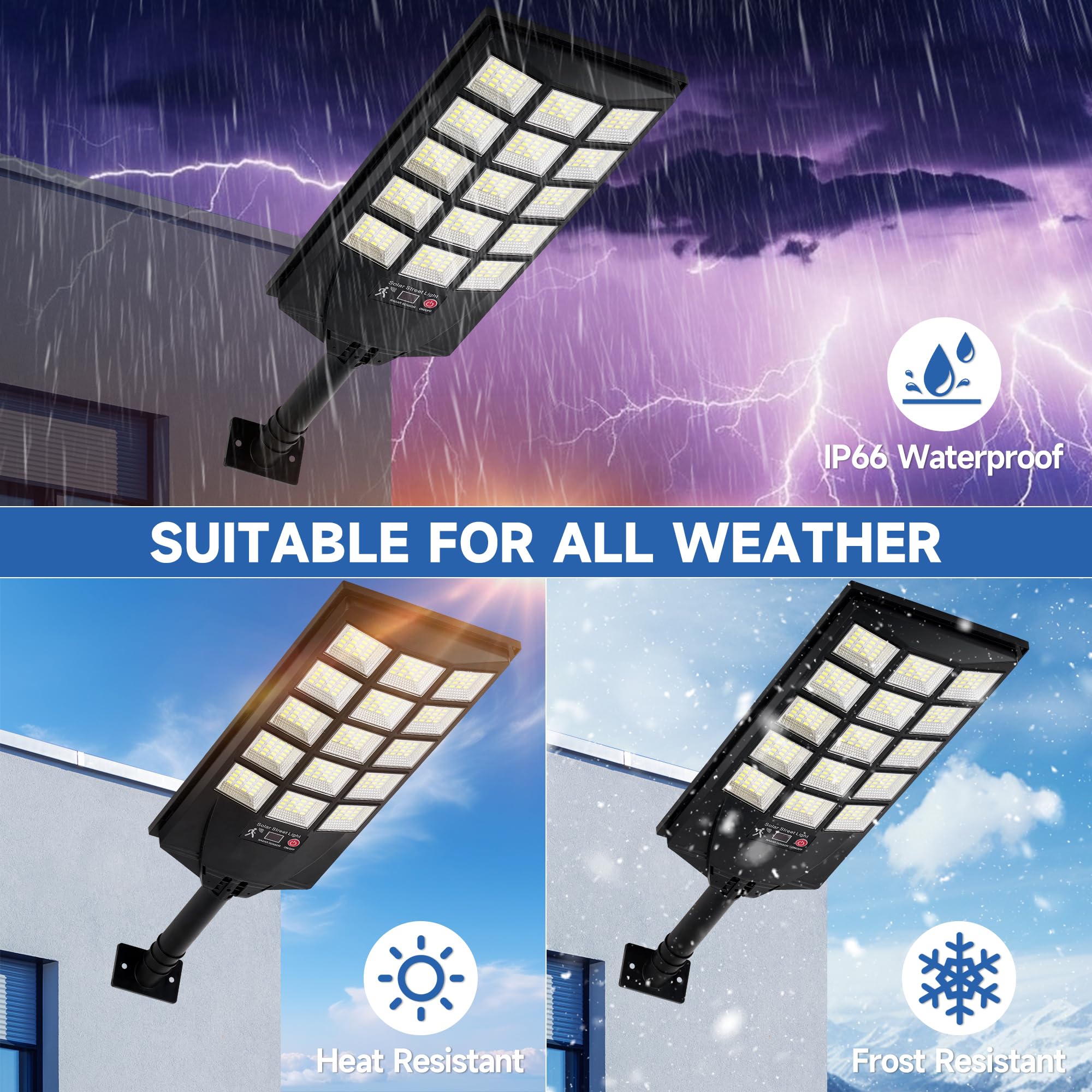 Aqraou Solar Lights Outdoor 6500K Waterproof Motion Sensor LED Security Light, 2PCS, White, Model Aqraou01, with Remote Control