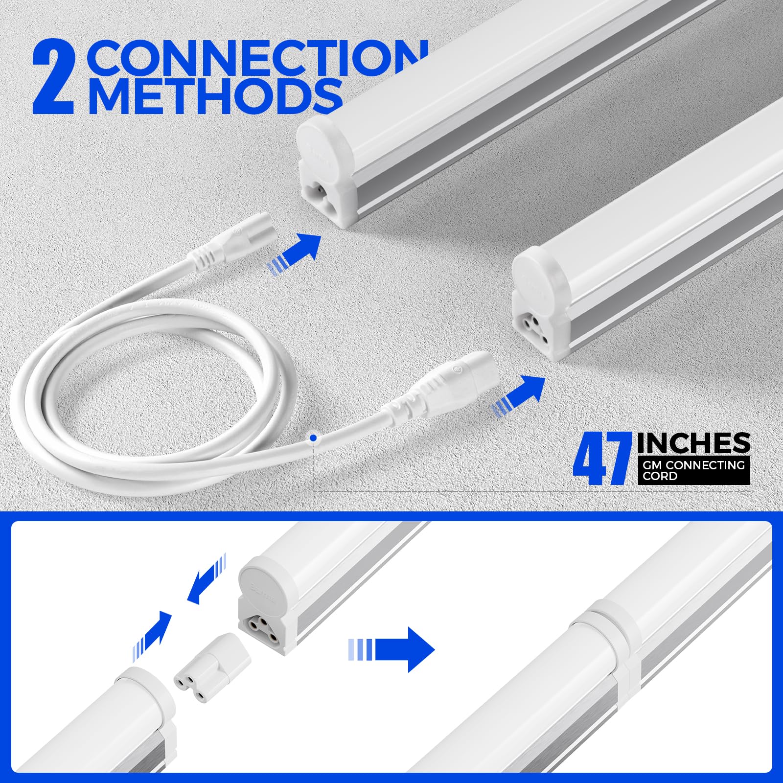 Barrina Led Shop Light 4Ft, 2200Lm, 4000K Cool White, T5 Led Fixture, Linkable Shop Light, Ceiling And Under Cabinet Light, Tube