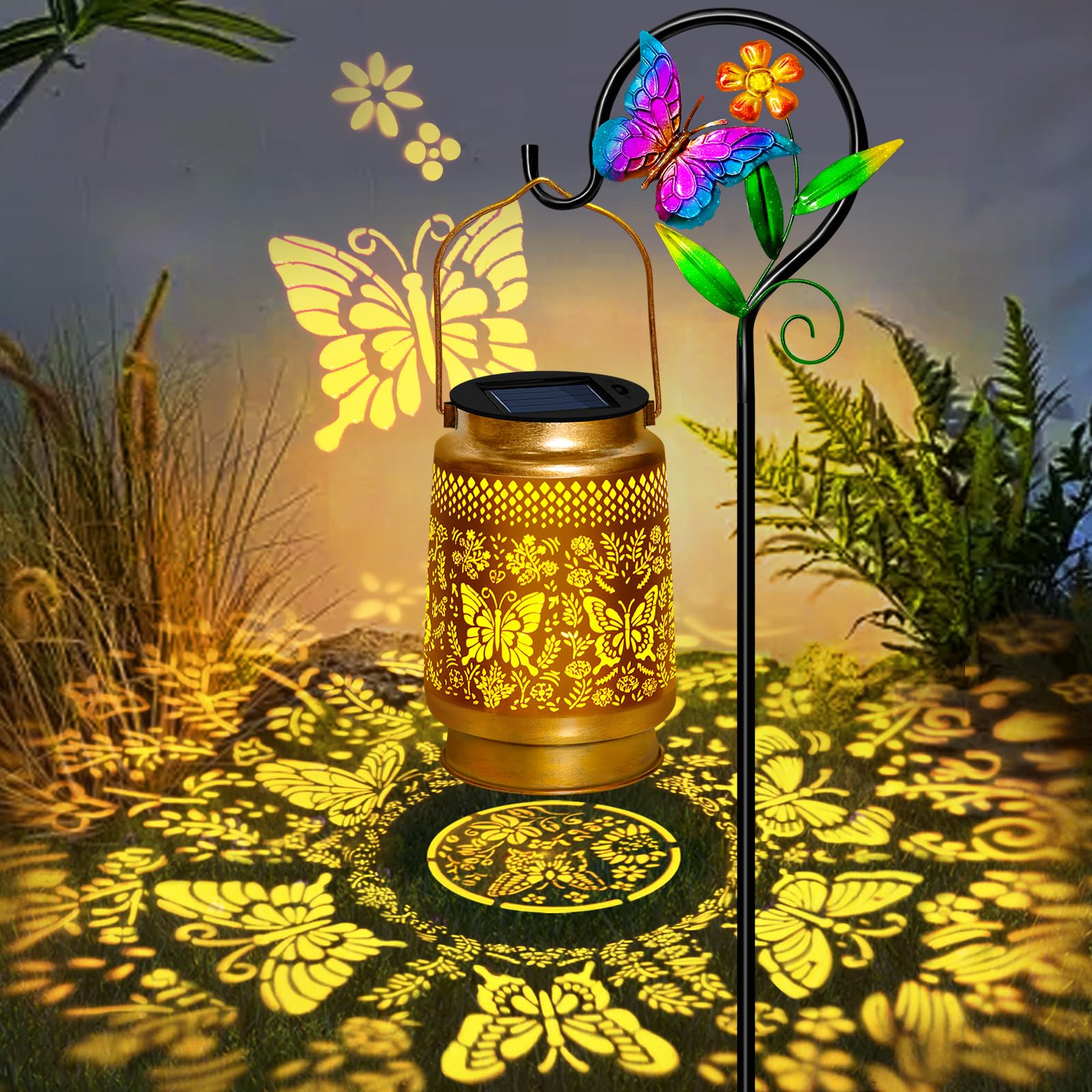 Solar Lanterns Outdoor Waterproof Butterfly Solar Lights Garden Decor,Butterfly Gift For Mom Women Grandma,Hanging Solar Lights