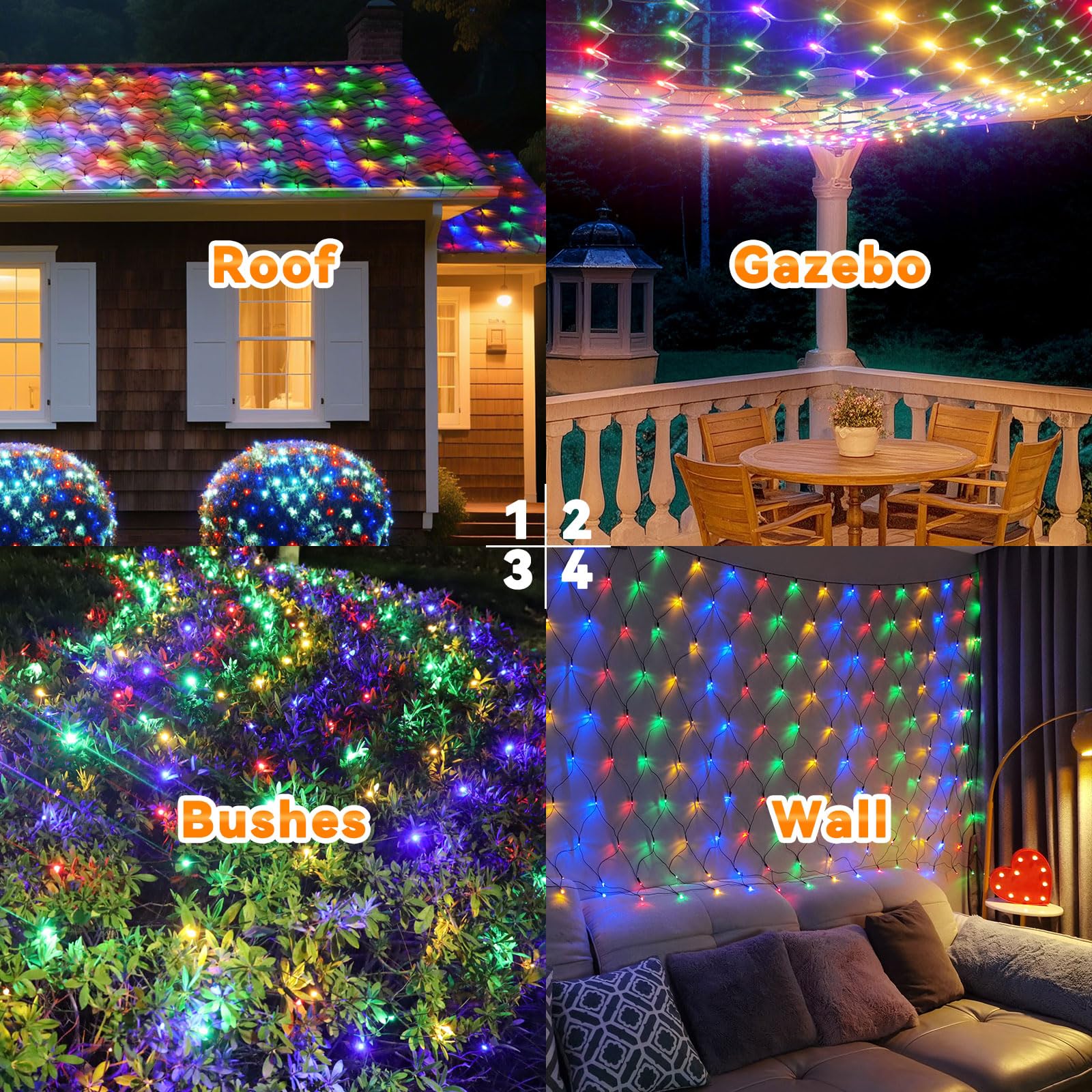 360 Led Colorful Christmas Net Lights Outdoor 8 Modes  21Ft X 5Ft Waterproof Mesh Lights Giant Net Light Mulitcolored Fairy Christmas Light Green Wire Connectable For Bushes Tree Garden Home Party