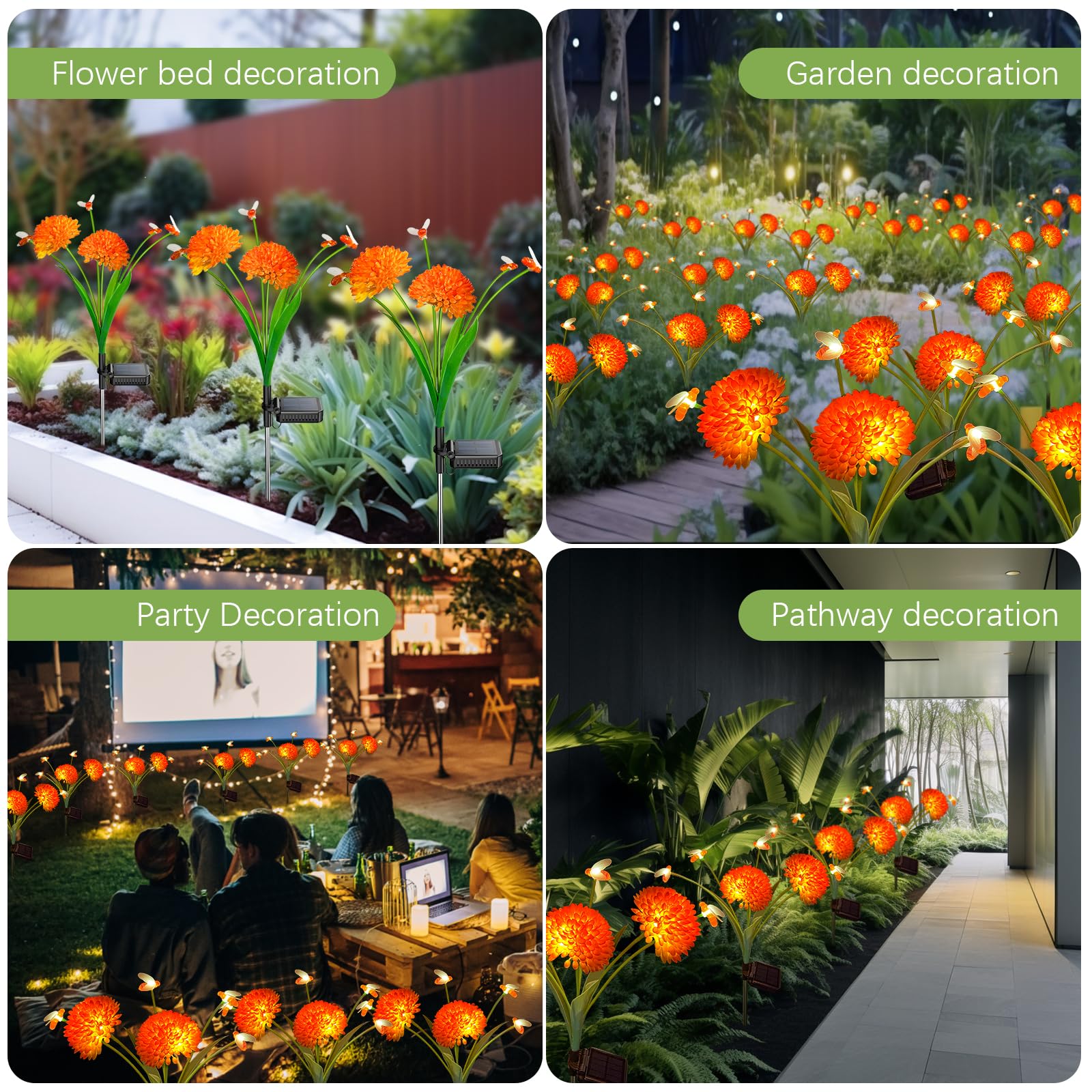 Solar Garden Lights  8 Pack Solar Swaying Bee Lights With Flowers  Waterproof Firefly Light Outdoor For Garden Patio Yard Pathway Fall Decoration  Gifts For Women Mother S Day