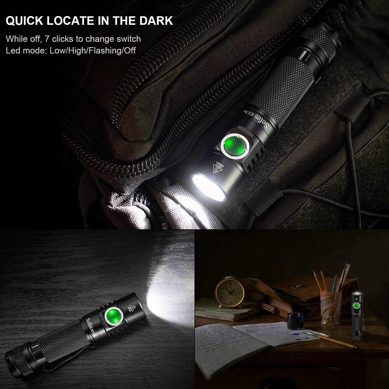 Sofirn Sc31 Pro 2000 Lumen Flashlight, Rechargeable Flashlight With Powerful Sst40 Led 6500K, For Edc Camping Hiking Fishing Dog
