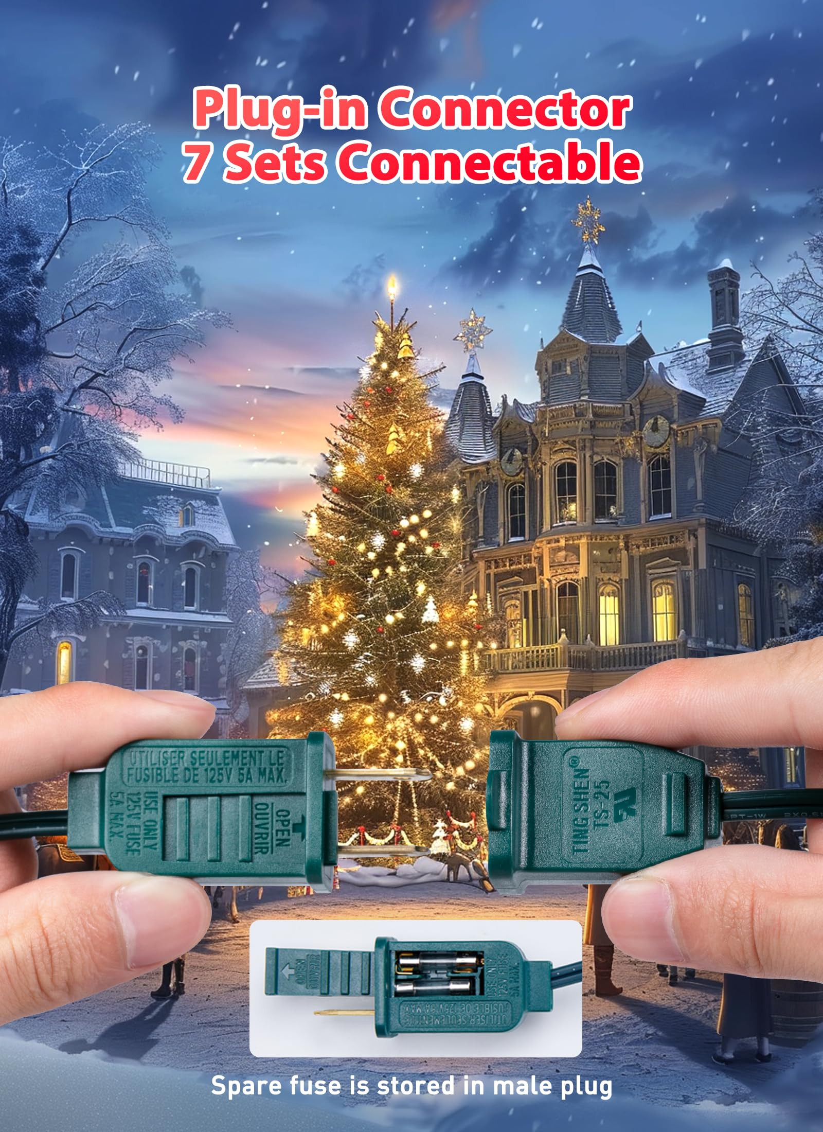 C7 Led Lights Warm White Christmas Lights Outdoor, 100Ft C7 Christmas String Lights With 100 Plastic Bulbs, Traditional Hanging