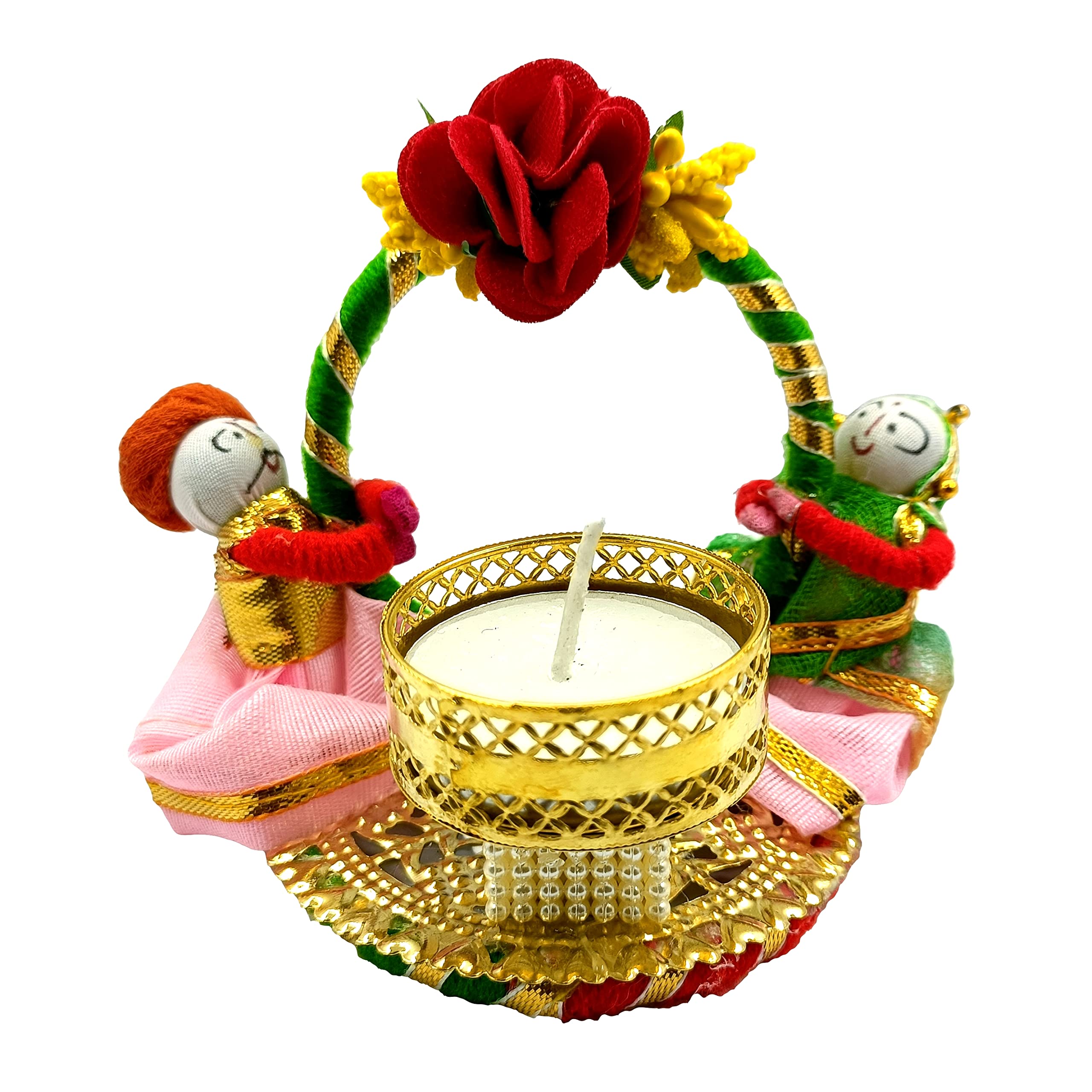 Vibhushita Designer Artificial Flower Decorative Handmade Traditional Oil Wax Diwali Diyas Diva Panati Lamp Light for Diwali Fes