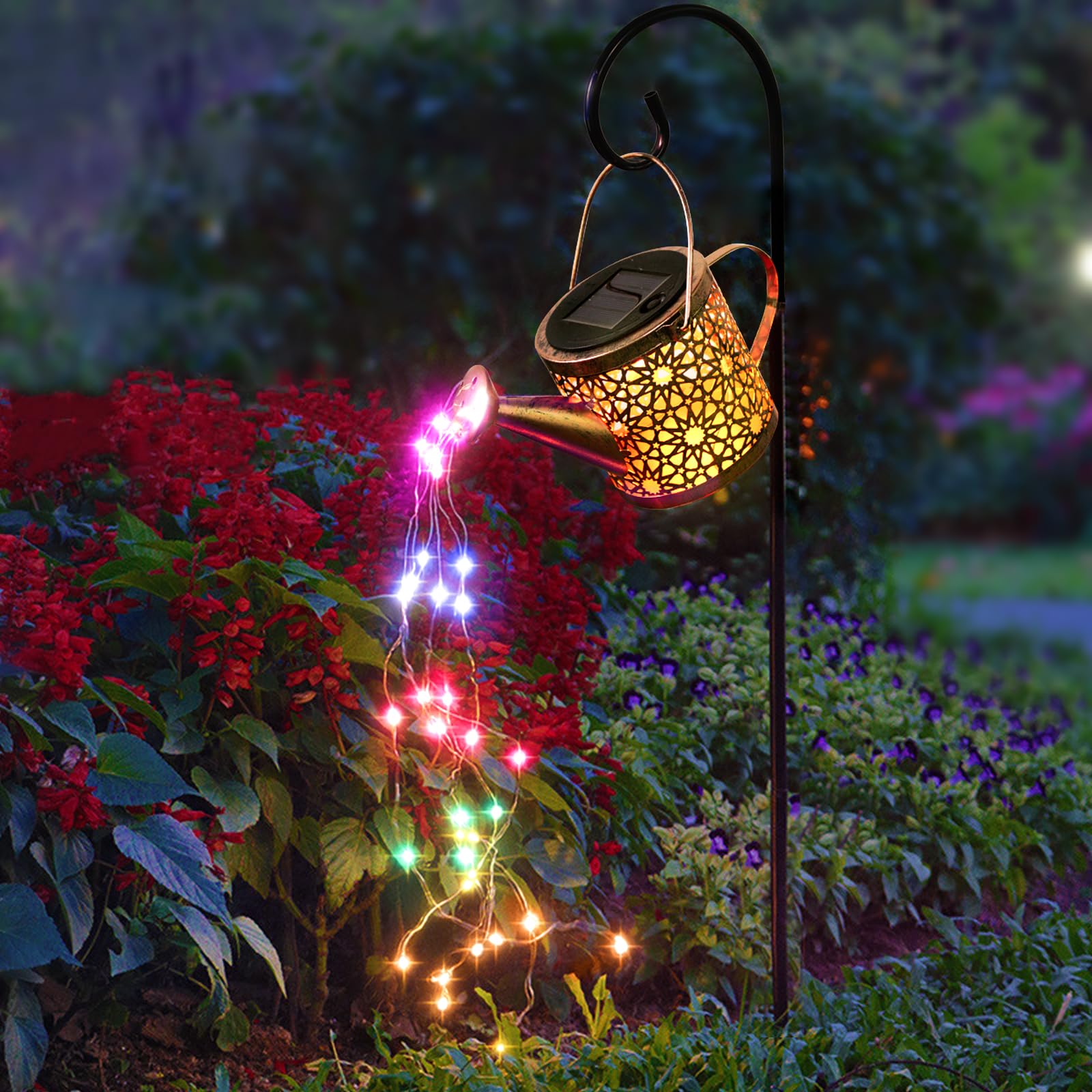 Solar Lights Outdoor Decorative, Metal Solar Watering Can Lights Waterproof, Small Hanging Gardening Decor for Yard Outside Pati
