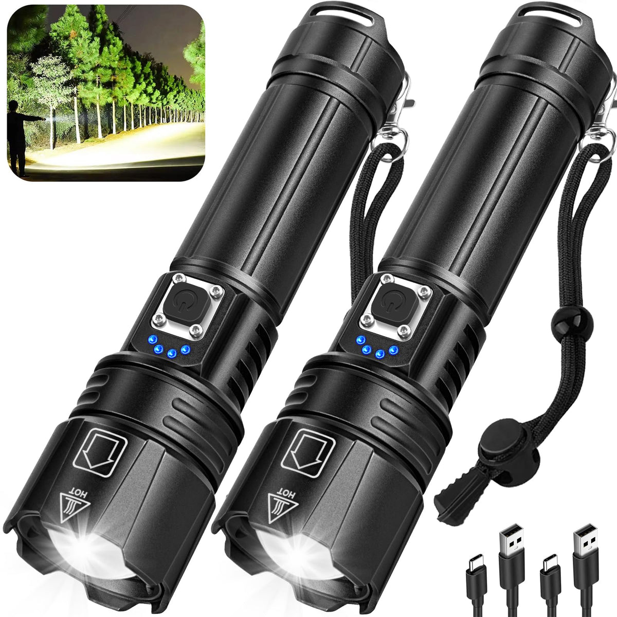Rechargeable Flashlights High Lumens, 990,000 Lumen Super Bright Led Flashlight with 5 Modes & 12H Long Runtime, Powerful Handhe