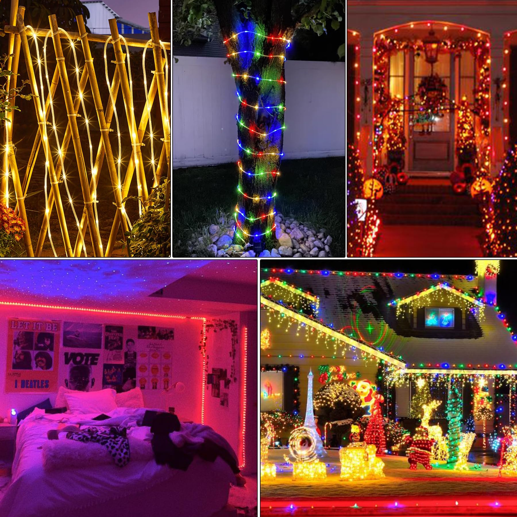 Nazuwke LED Rope Lights 66FT, Waterproof Multicolor String Lights with Remote, 200 LEDs, Model NA-66N