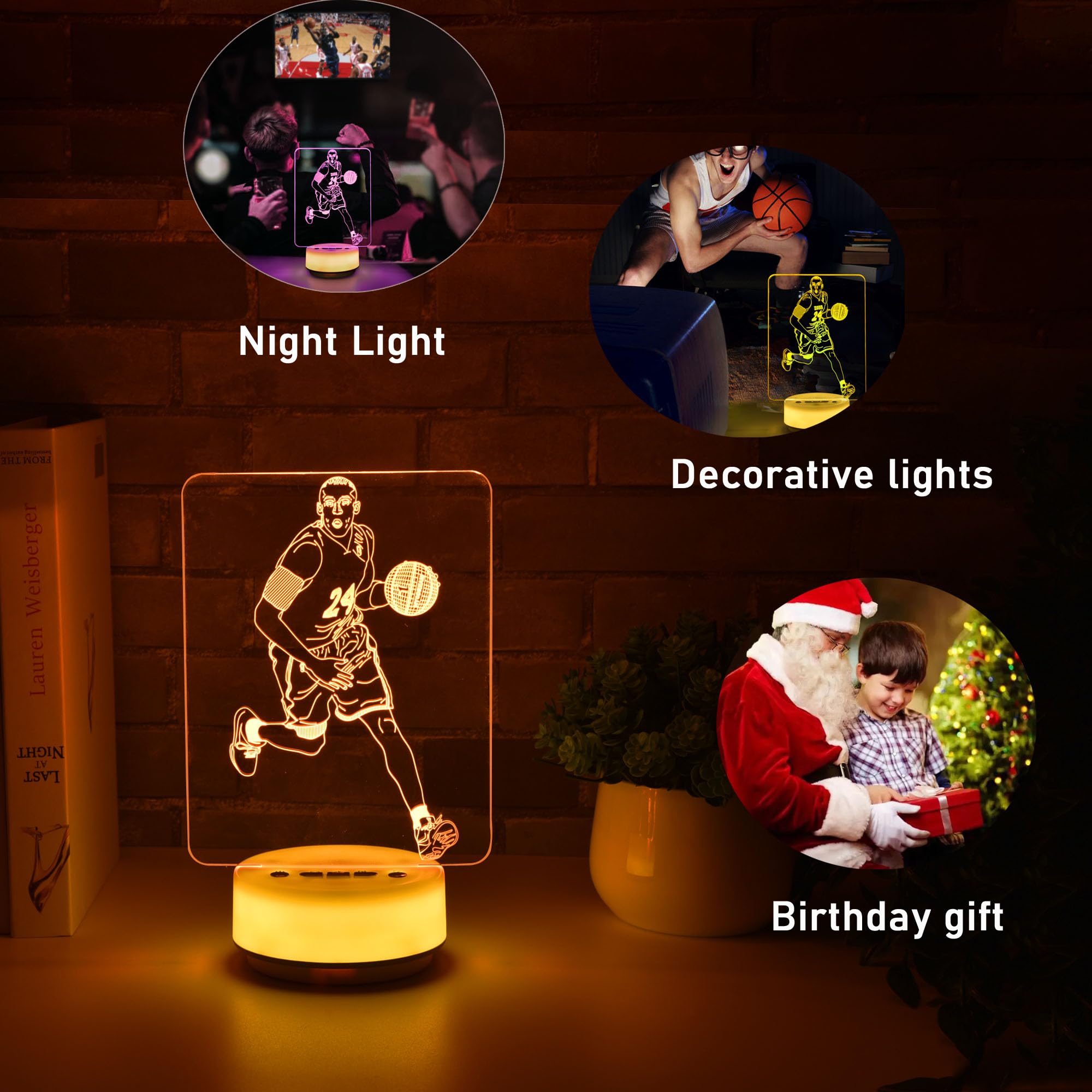 Hyodream Basketball Night Light, Led Lamp With 14 Colors, Dimmable, Rechargeable, Remote Control, Modern Design For Kids, Adults