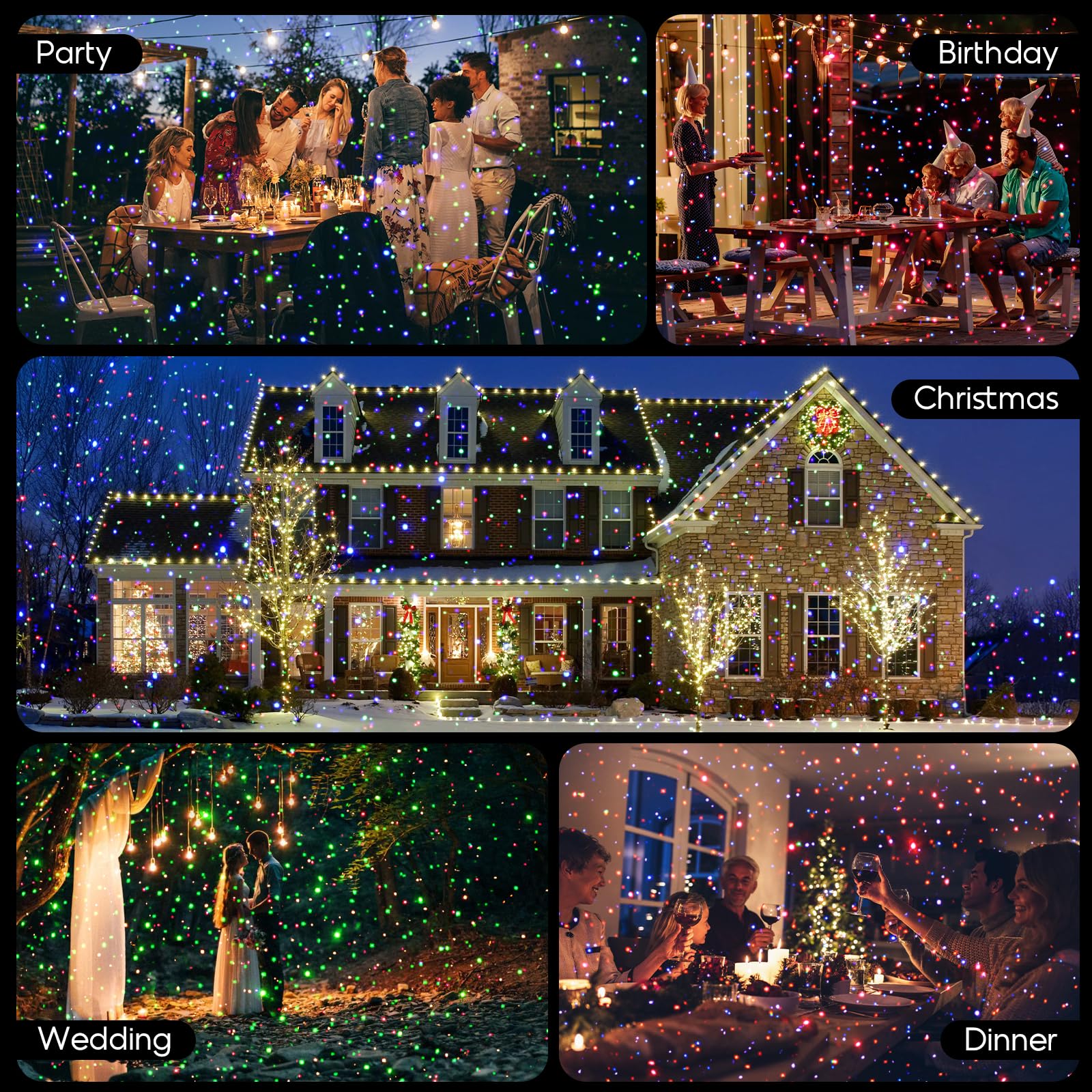 Christmas Projector Lights Outdoor, 3 Color Firefly Light Show, Ip65 Waterproof Light Projector Outdoor With Remote Control And