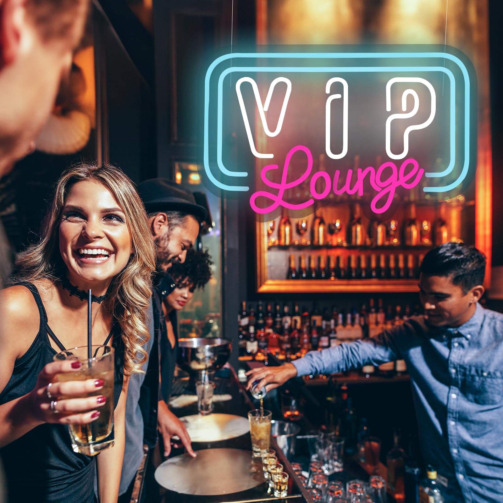 VIP Lounge Neon Sign Light - Karaoke Bar Restaurant Pub Cafe Salons Game Room Man Cave, Cool Wall Decor for Home Bedroom, Gift I