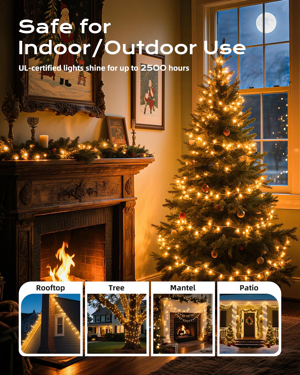 Brightown Clear Christmas String Lights  200-Count 51.5Ft Incandescent Bulb Mini Lights For Indoor Holiday Decor  Christmas Tree Garland Wedding Party Multi-Use Festival Decoration  White Wire