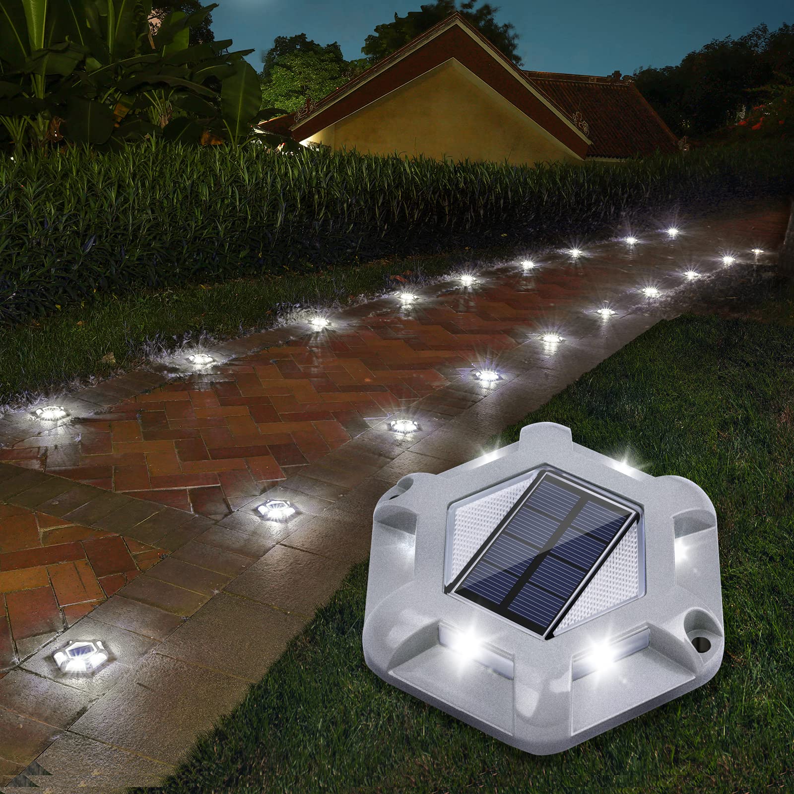 VOLISUN Solar Deck Lights, 12-Pack Waterproof LED Aluminum Dock Lighting, Warm White & White, Model B08LKB4PTN