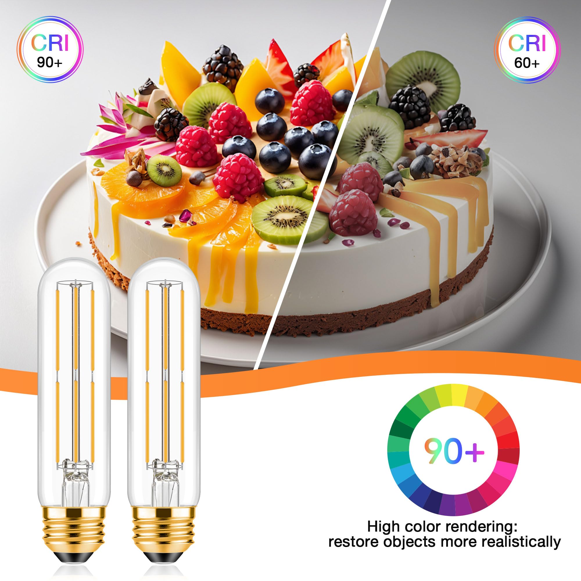 Tobegreat T30 Led Light Bulbs 6 Watt Equivalent 60W Bulb E26 Tubular Bulbs T10 Edison Led Filament Bulb Warm White 2700K,Desk La