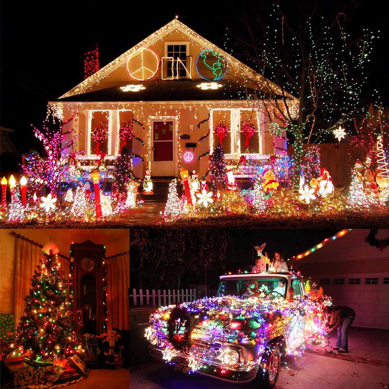 Brizled 100 LED Christmas Lights, Connectable 33ft Multicolor Indoor Outdoor Holiday Decorations, Model HHGDHLLF001