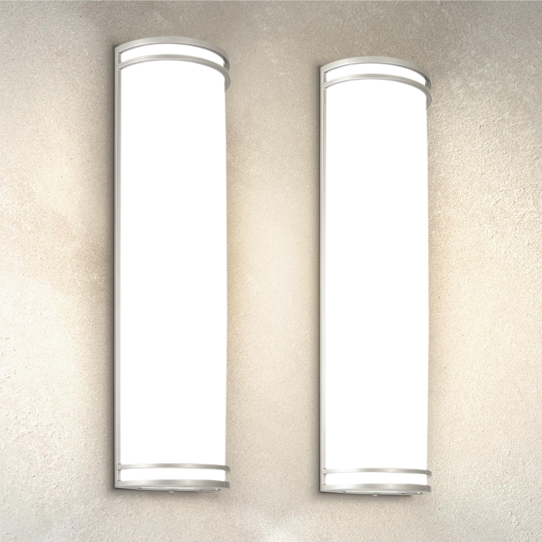 ASD 24 Inch LED Outdoor Wall Mount Light Fixture - Brushed Nickel - Dimmable - 25W 120-277V - 2 Pack - Model A-LWS21M24D