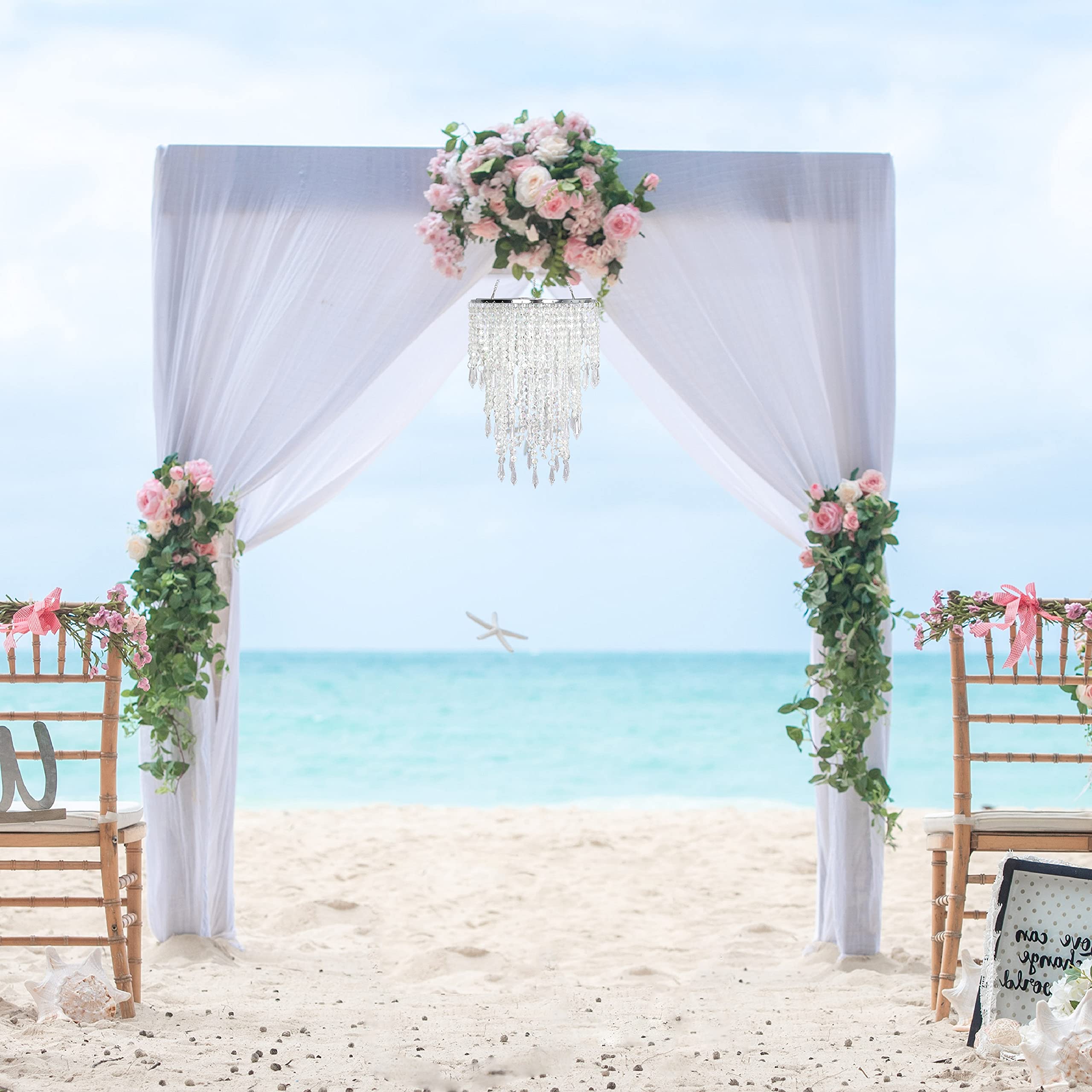 Cioceen 8.7'' Acrylic Chandelier Shade Pendant Lamp With Crystal Beads For Bedroom & Events