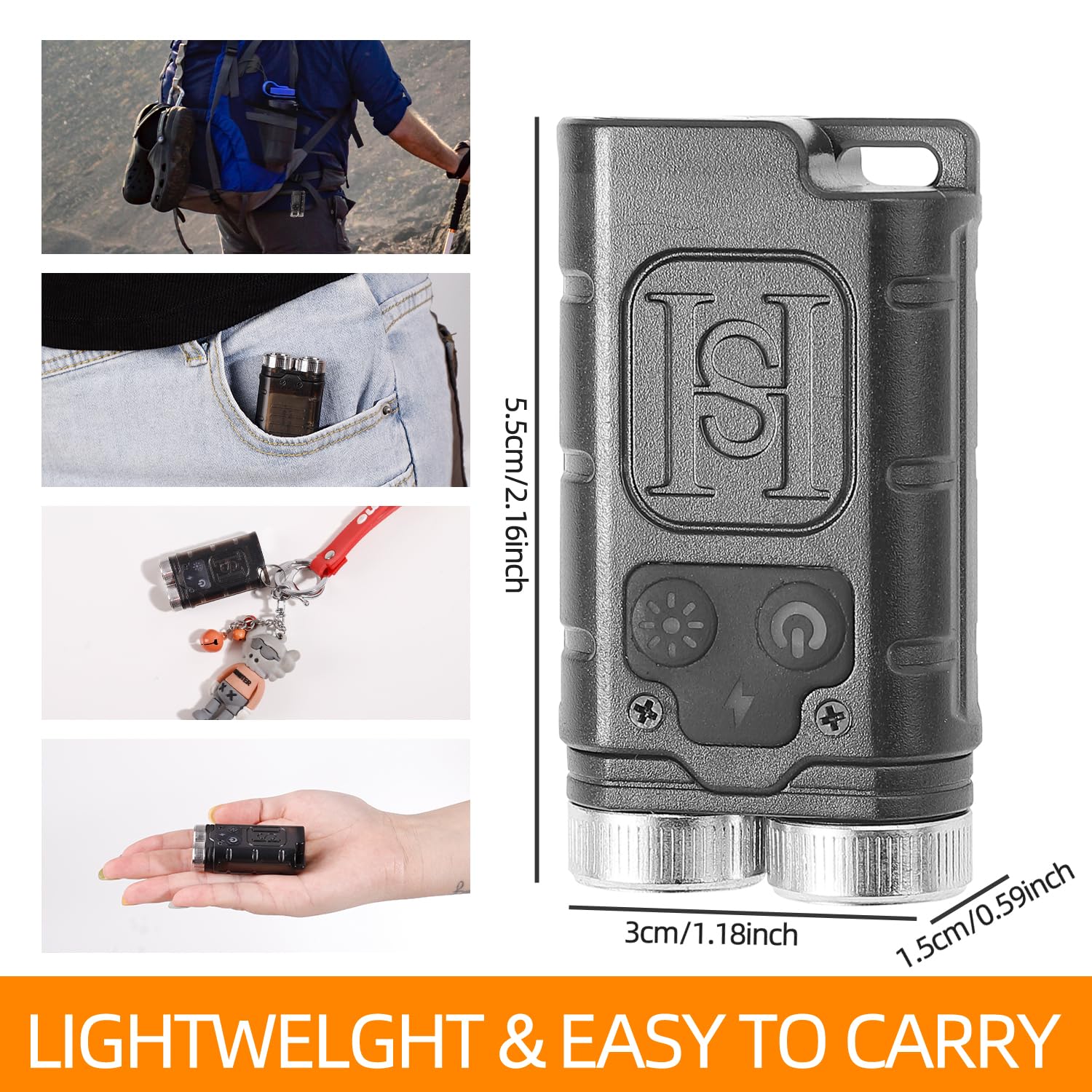 KunHe K2 EDC Flashlight - 1000 Lumens, Rechargeable USB C, 2 Pack, Mini Keychain Portable Design