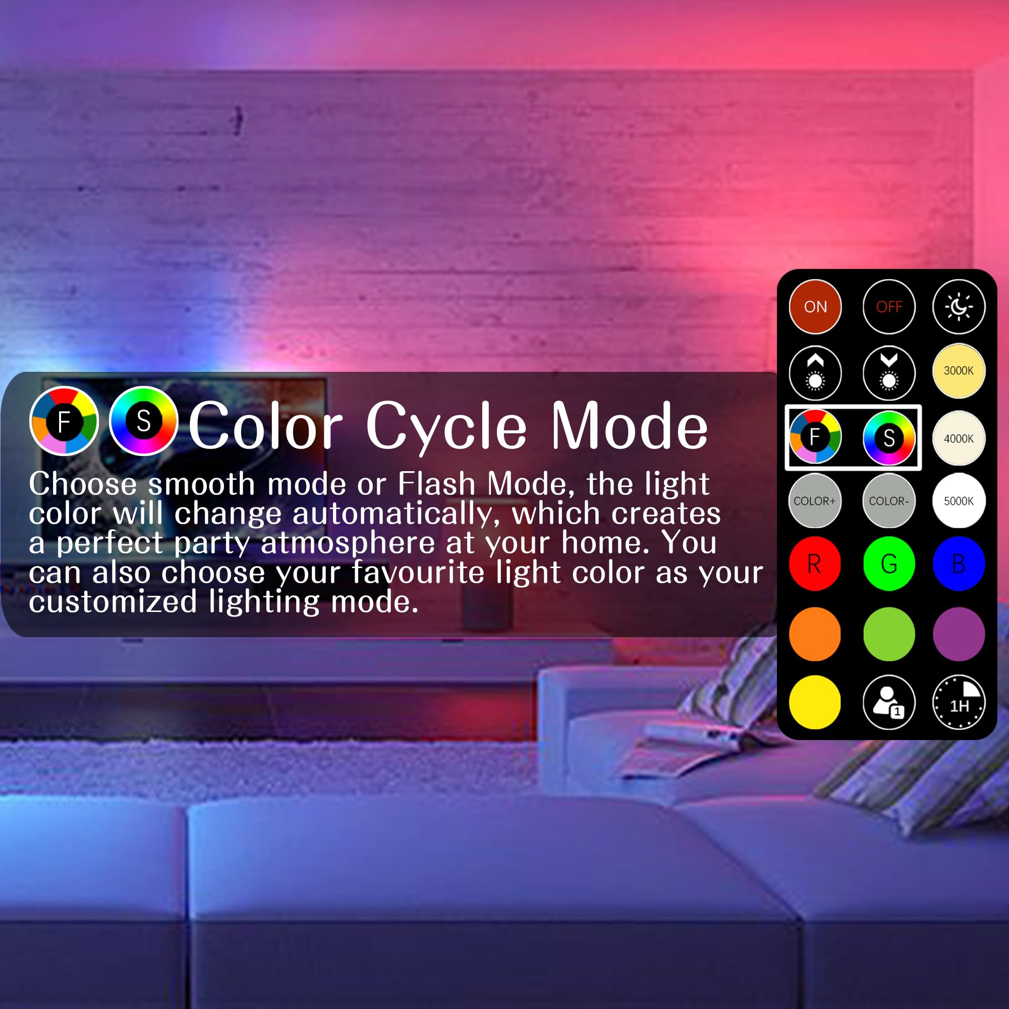 NAWVACE RGB Color Changing Light Bulb with Remote Control, 5W 40W Colored Light, 30 Color RGB for Bedroom, Living Room, 6-Pack