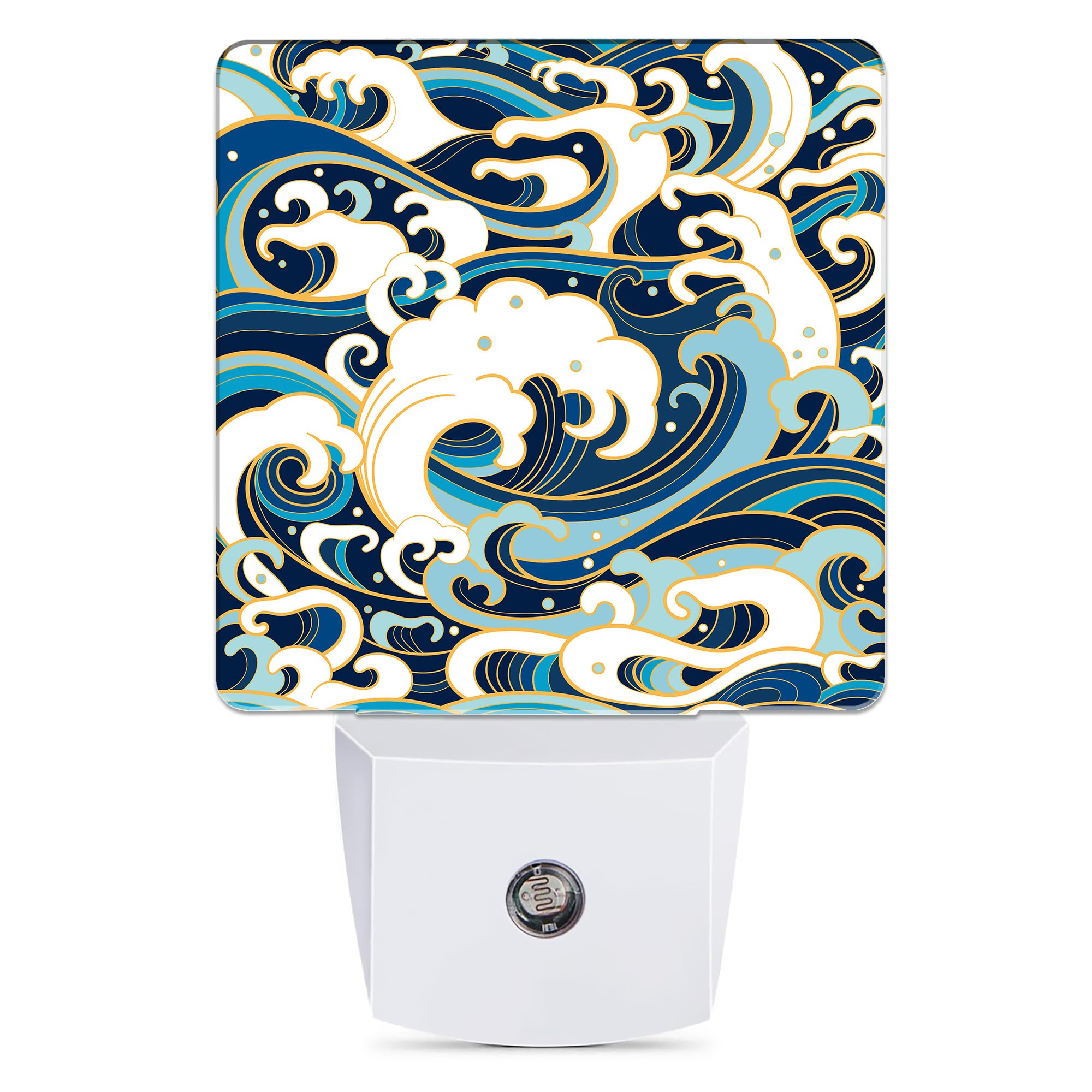 Jopowide Vintage Sea Waves Dusk to Dawn Night Light, Auto Sensor Lamp Home Indoor Stairway Kitchen Corridor, Night Lights Plug i