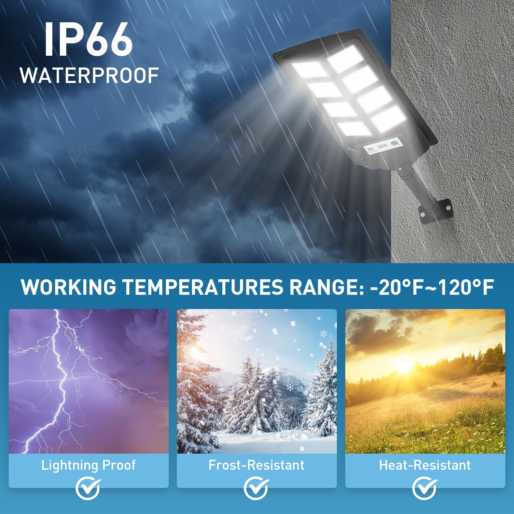 Vowelsone K4 200W Solar Lights Outdoor Waterproof,6500K Solar Street Lights Outdoor 12000Lm Led Solar Flood Light, Wide Angle Wi