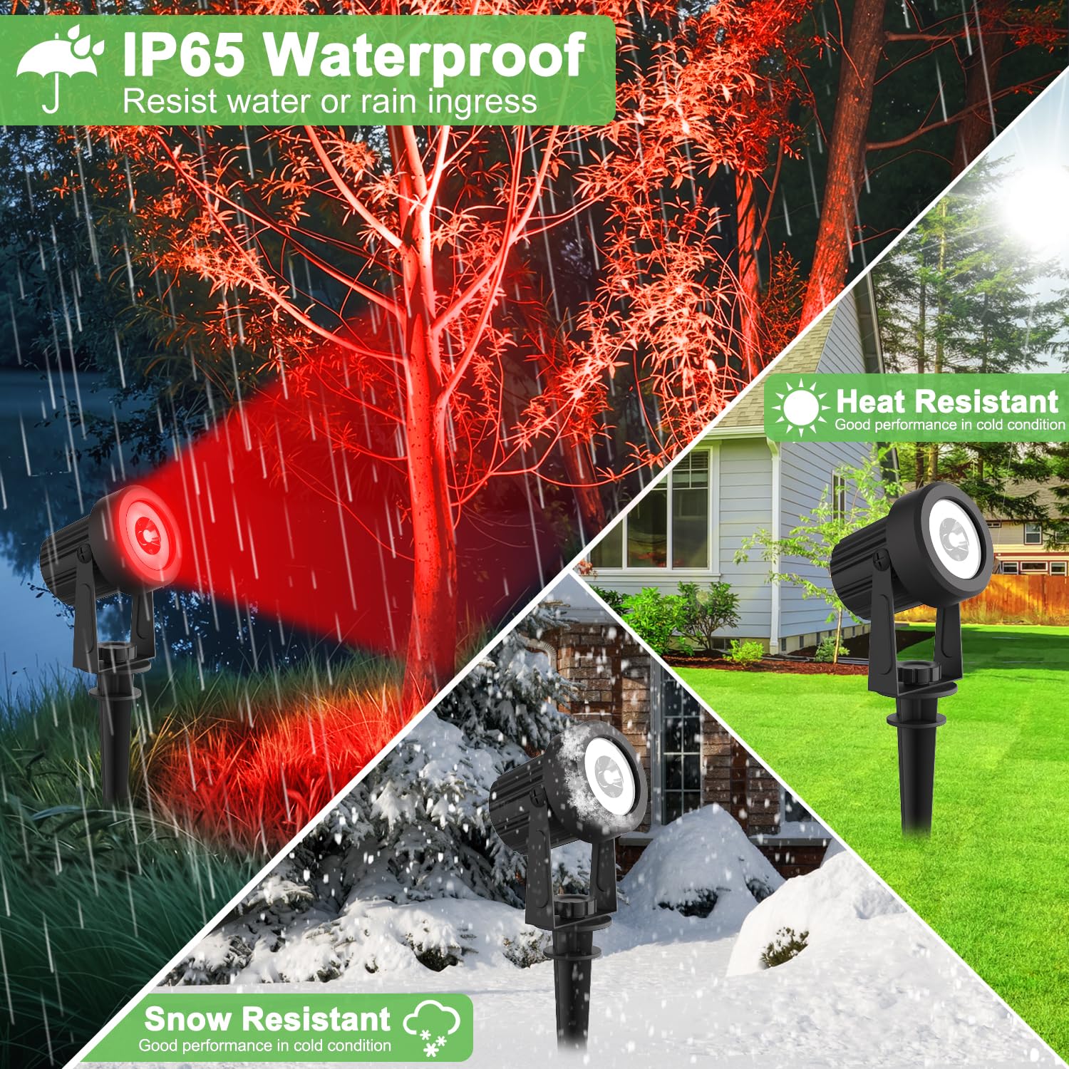 Linqelly Rgb Solar Spotlights Outdoor 4 Pack Color Changing Landscape Spotlights Ip65 Waterproof Spot Lights Christmas Decorative Lighting For Garden Yard Lawn Path